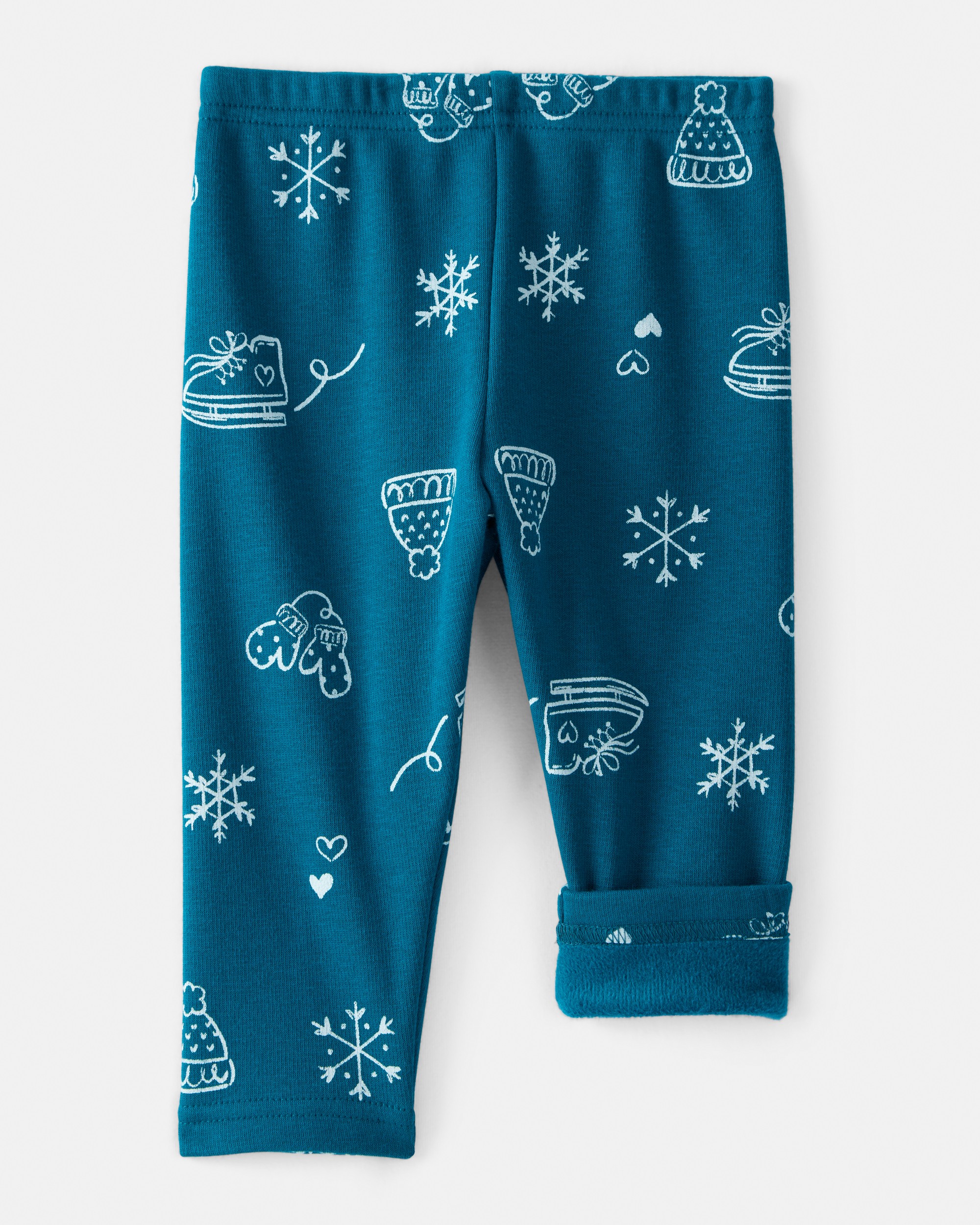 Baby Girl Winter Print Pull-On Stretch Cozy Leggings - Blue
