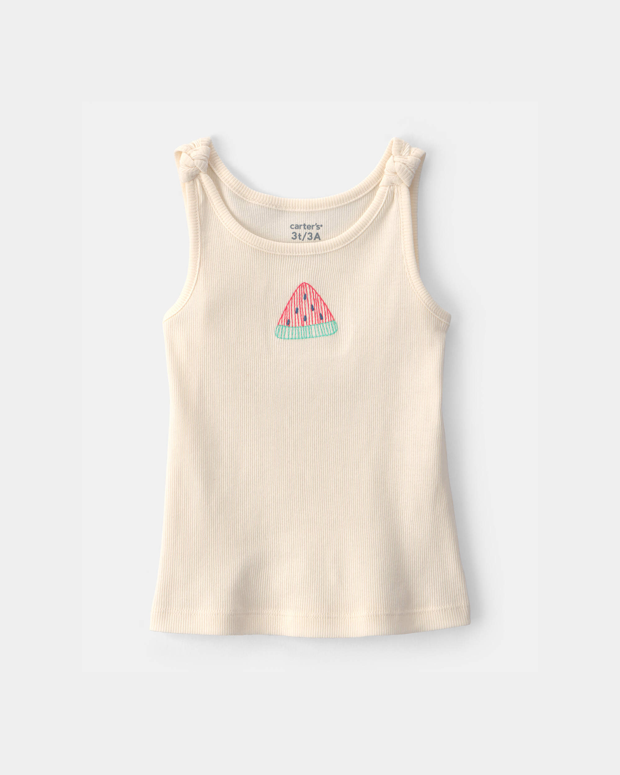 Toddler Girl Watermelon Ribbed Tank Top - Cream