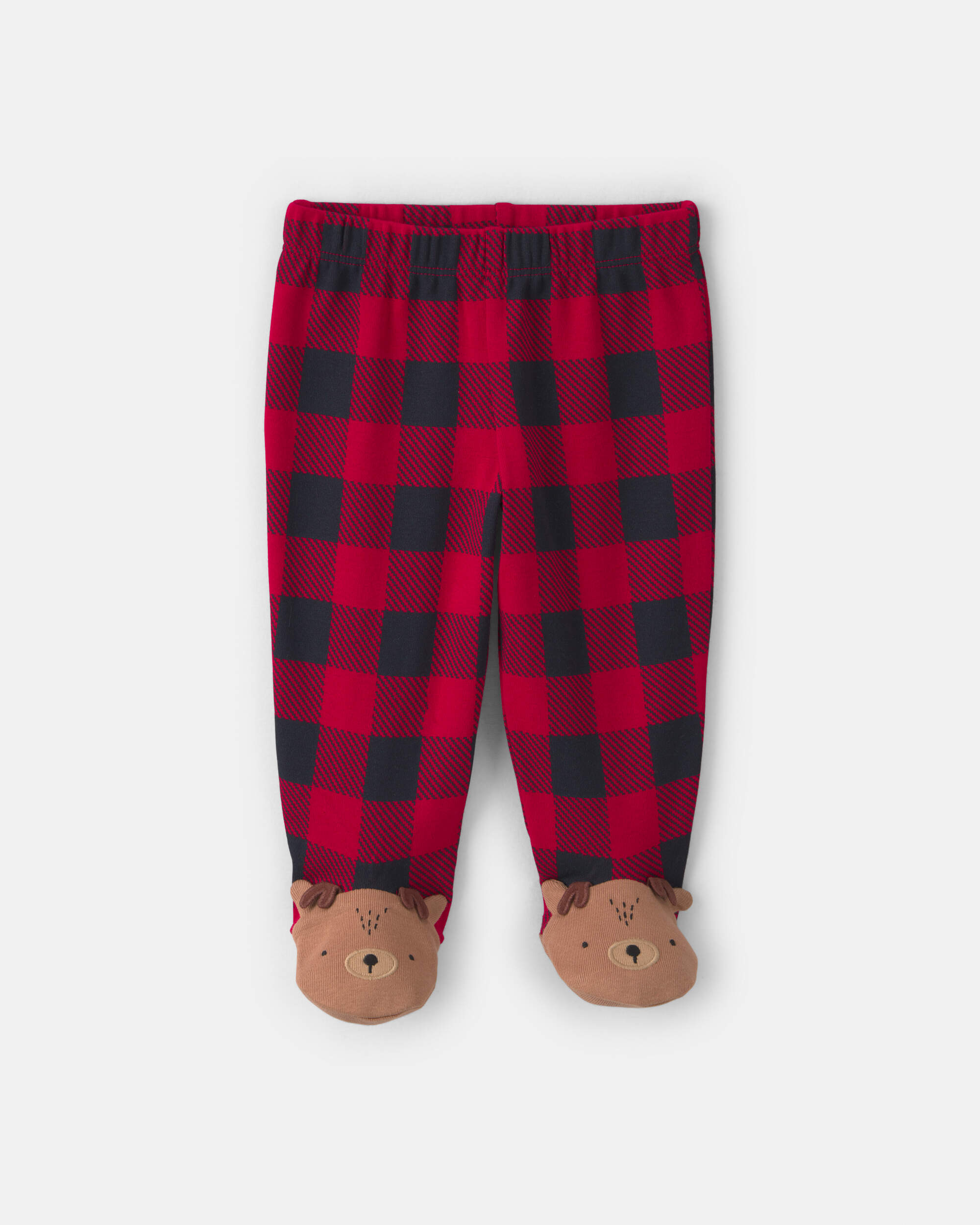 Baby Boy Ensemble 3 pièces « Rêvant du Père Noël » — body à manches longues et pantalon carreaux buffalo pour