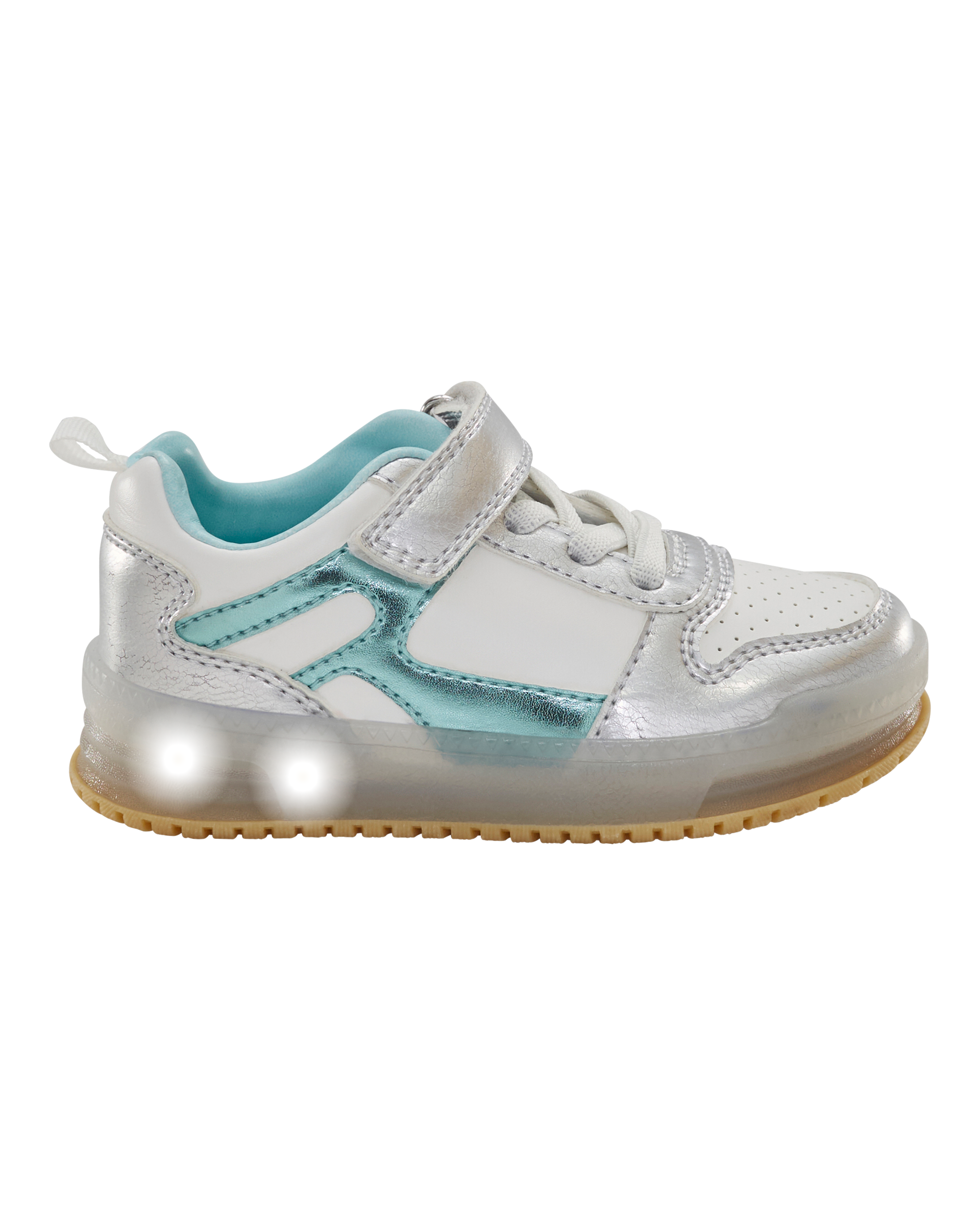Toddler Light Up Metallic Sneakers - Silver/Aqua