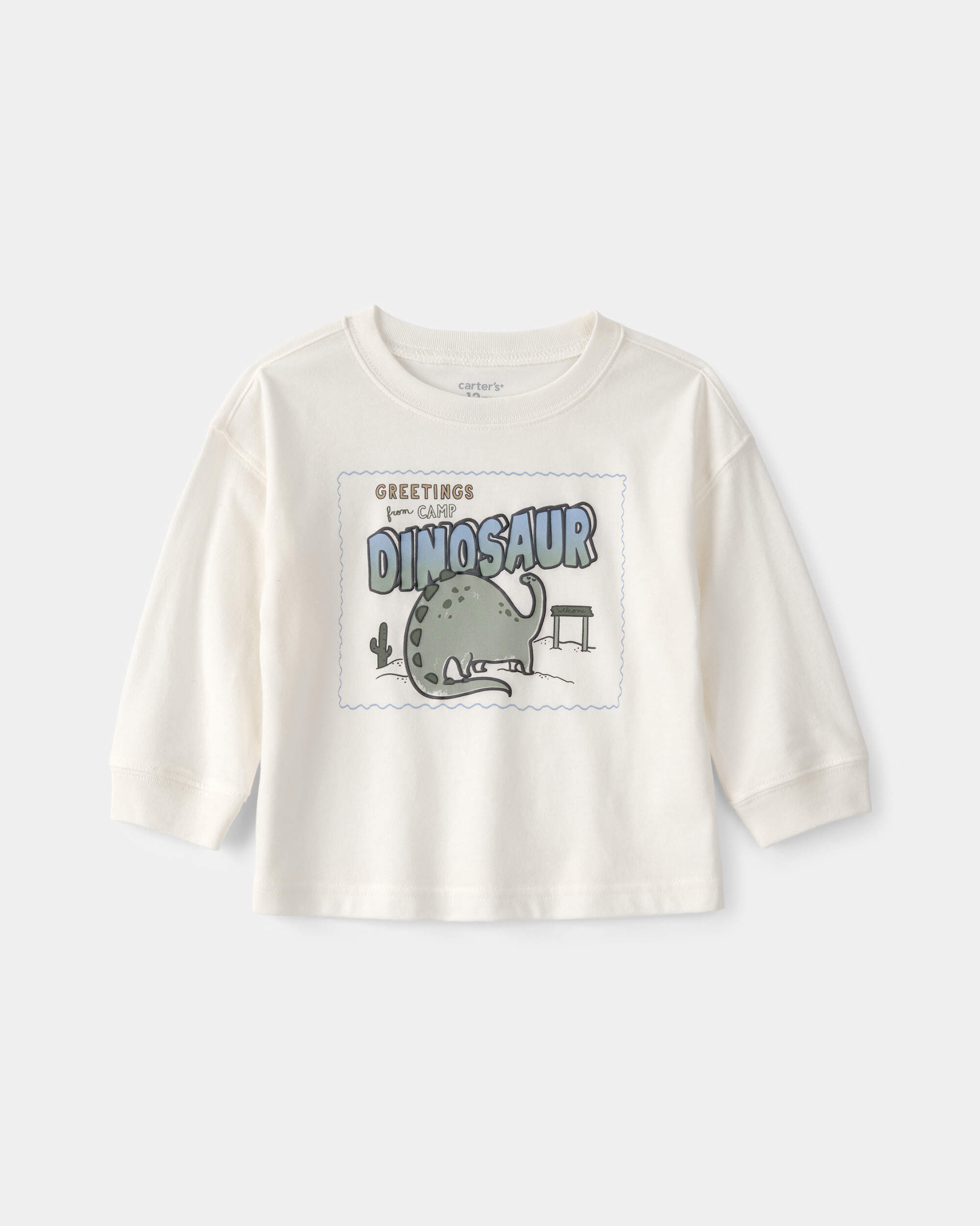 Baby Boy Dinosaur Long-Sleeve Graphic Tee - Cream