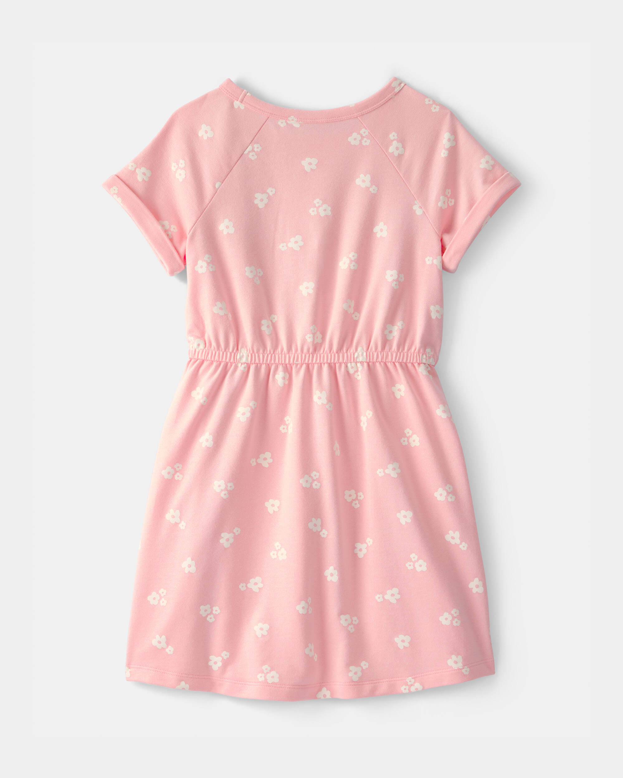 Girls Floral French Terry Dress - Pink