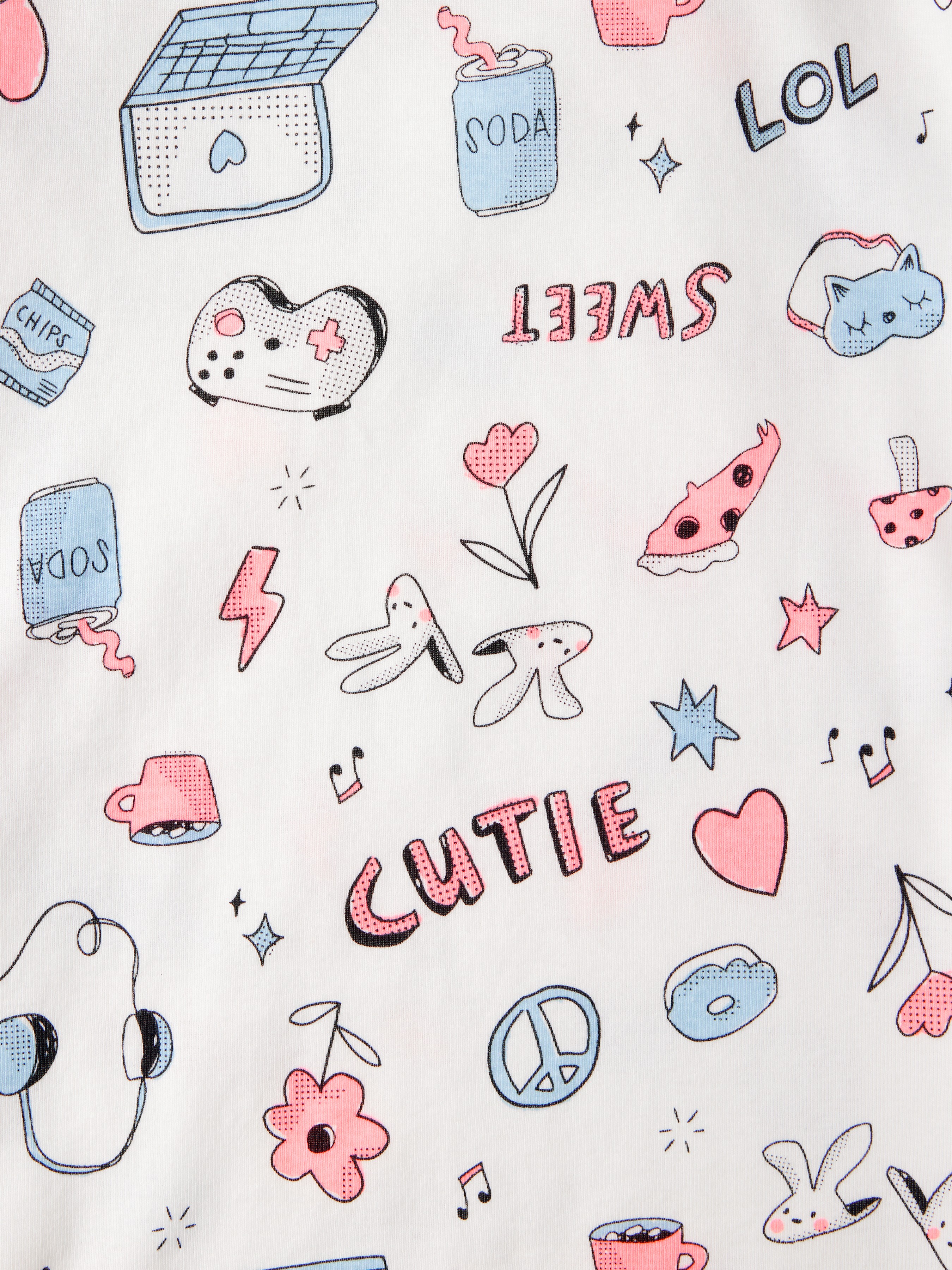 Girls 100% Cotton Snug Fit 4-Piece Pyjamas - Blue/White