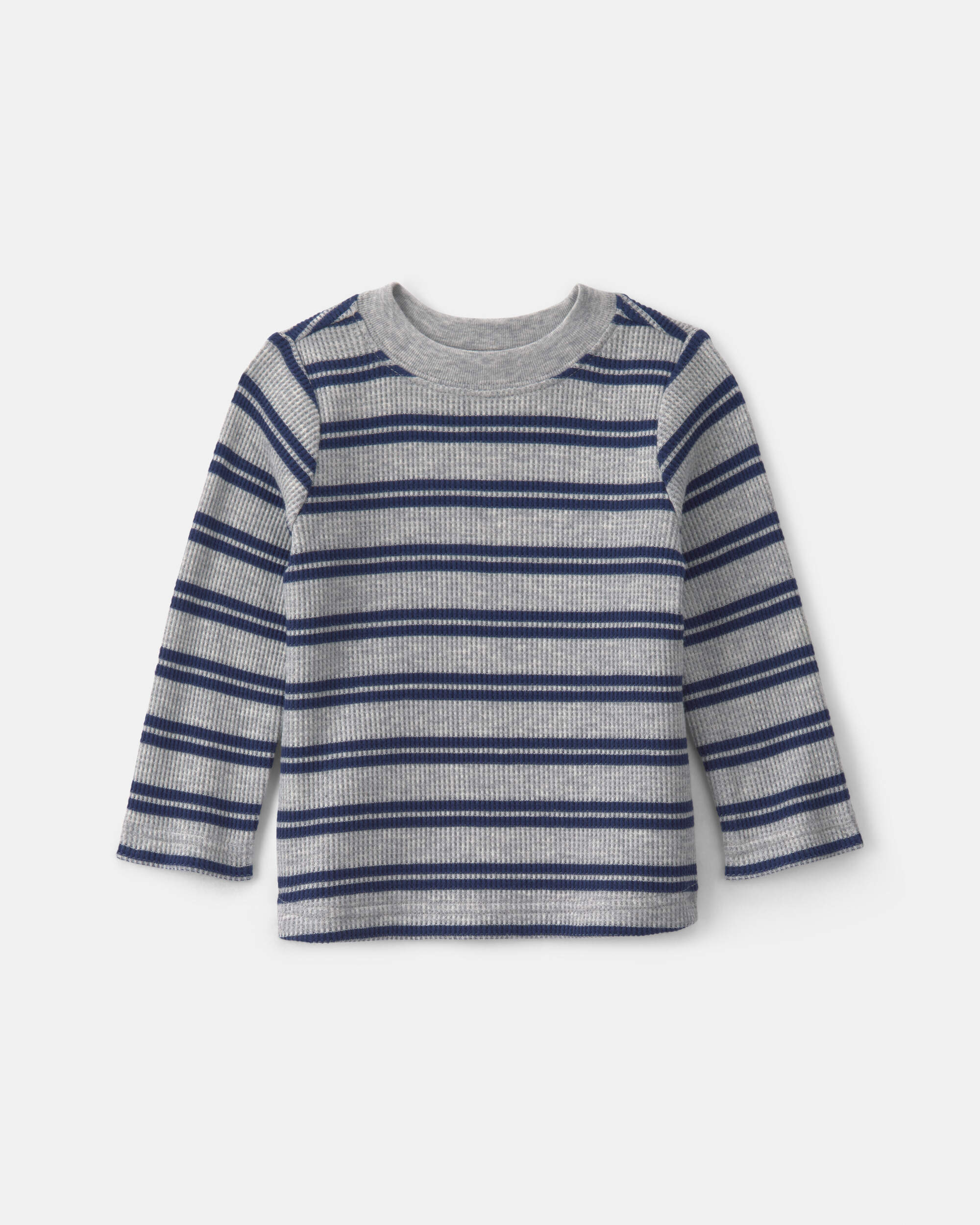 Baby Boy 2-Piece Striped Sports Thermal Overall Set - Navy