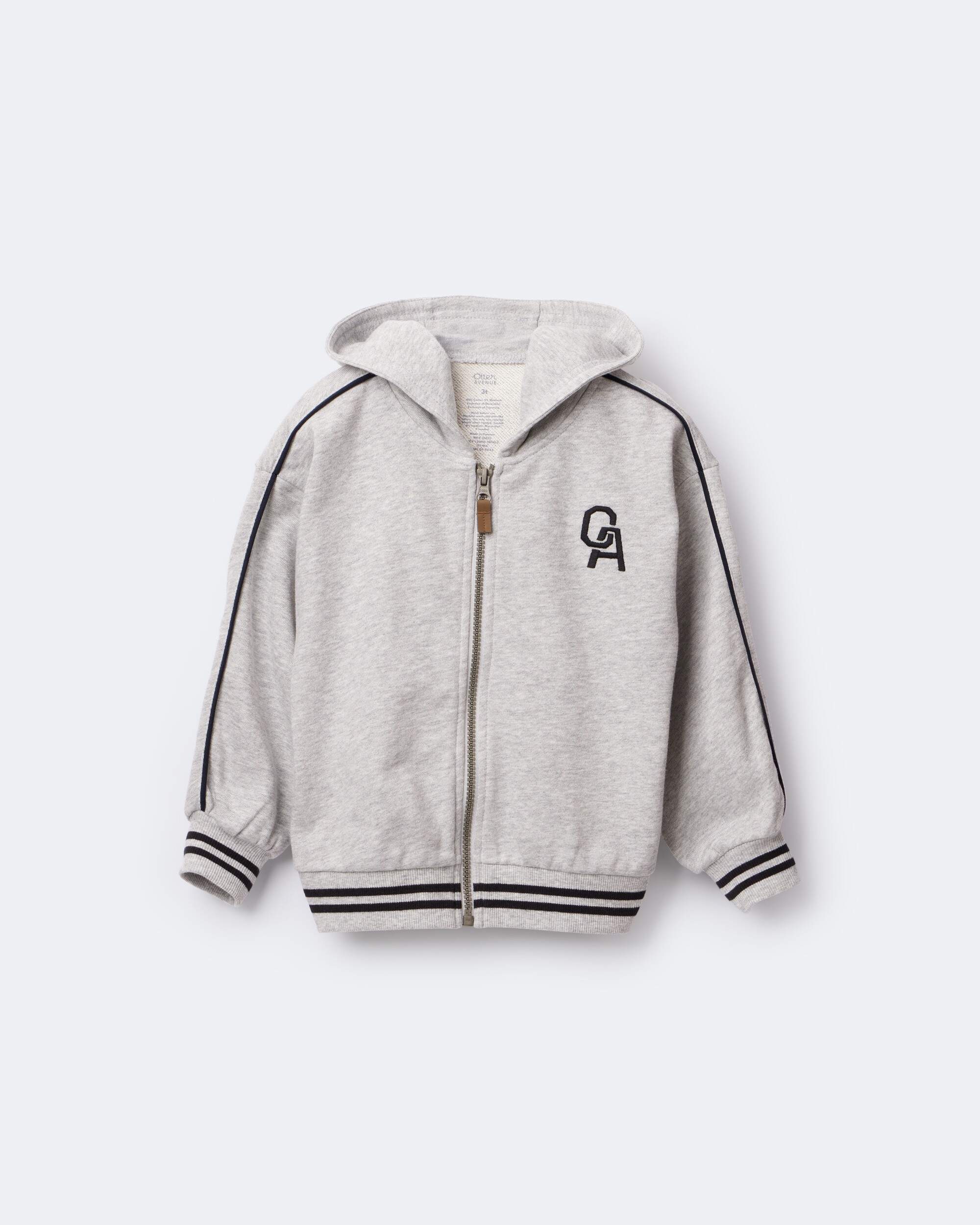 Toddler Boy Zip-Up Hoodie - Heather Grey