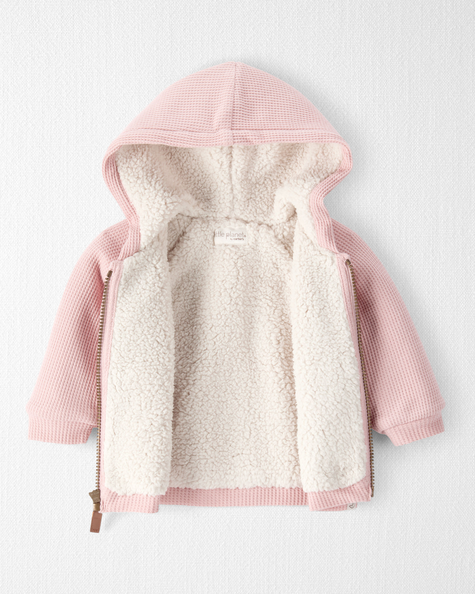 Baby Girl Waffle Knit Hooded Jacket Made with Organic Cotton