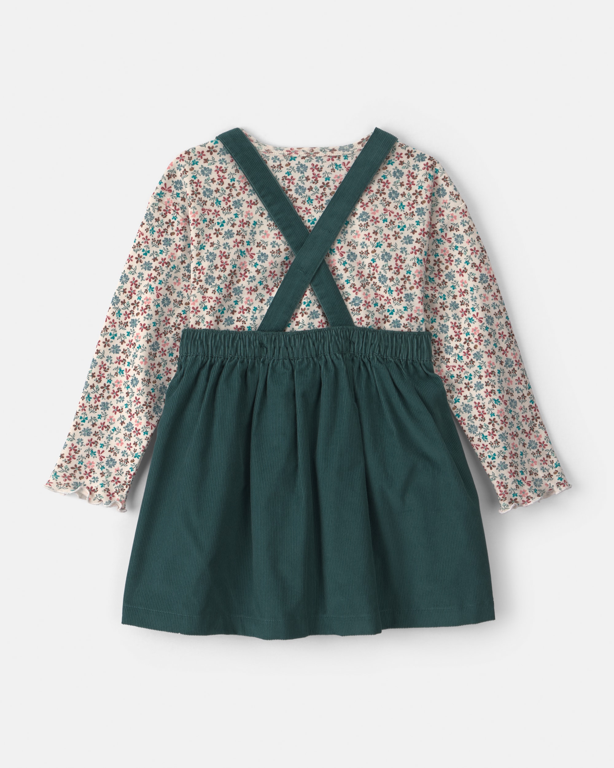 Toddler Girl 2-Piece Floral Corduroy Long-Sleeve Dress Set