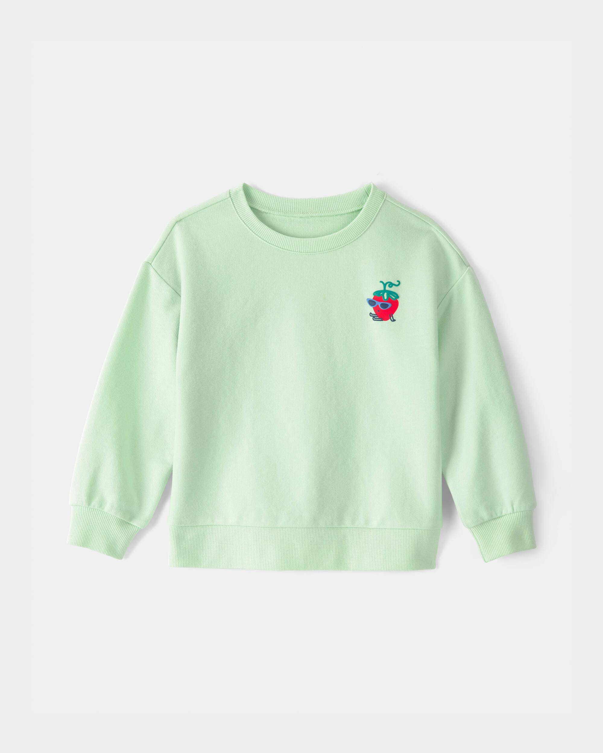 Toddler Girl Strawberry French Terry Pullover Sweatshirt - Green