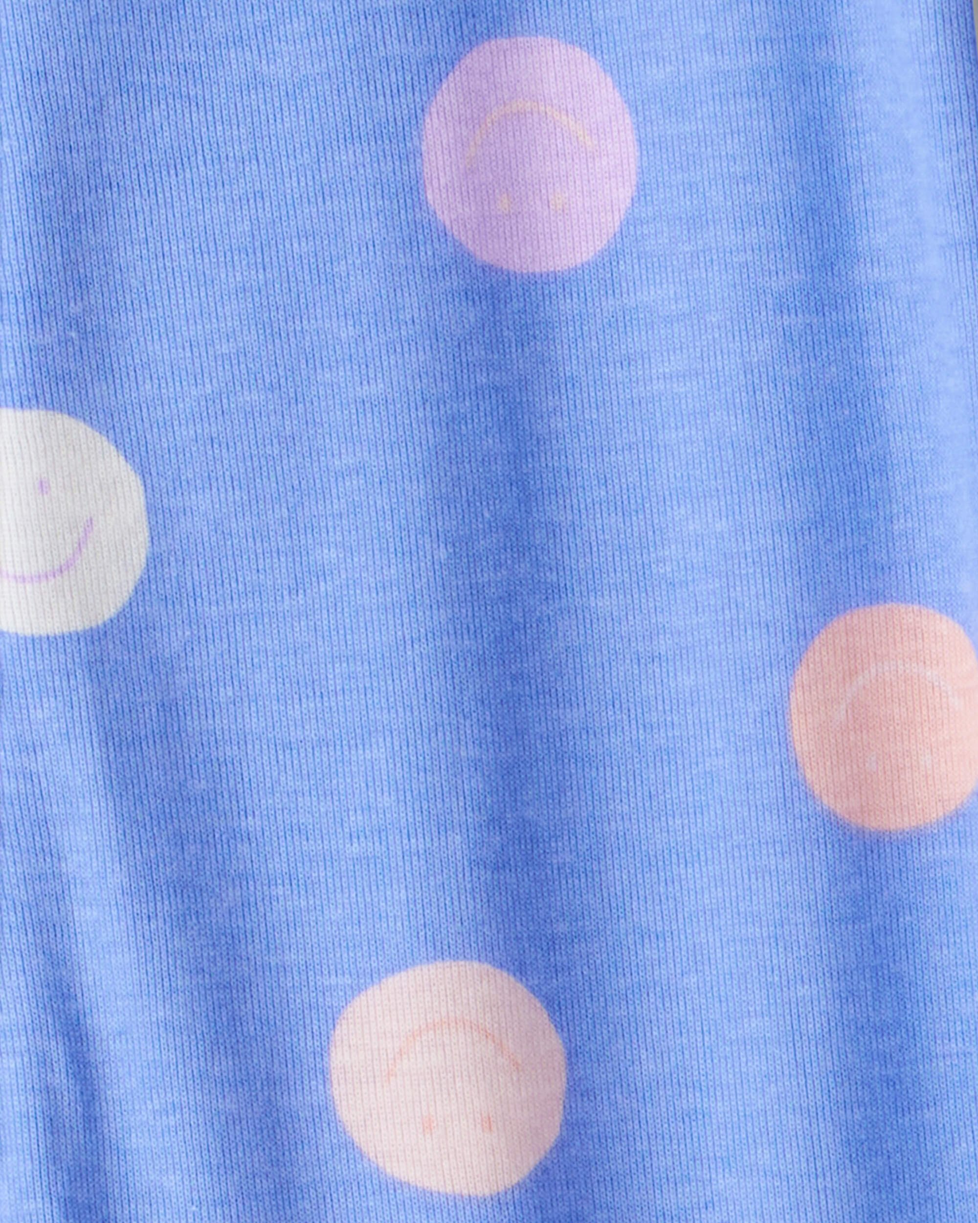 Baby Girl Smiley Face Print 100% Cotton Long-Sleeve Snug Fit 1-Piece pyjamas - Blue