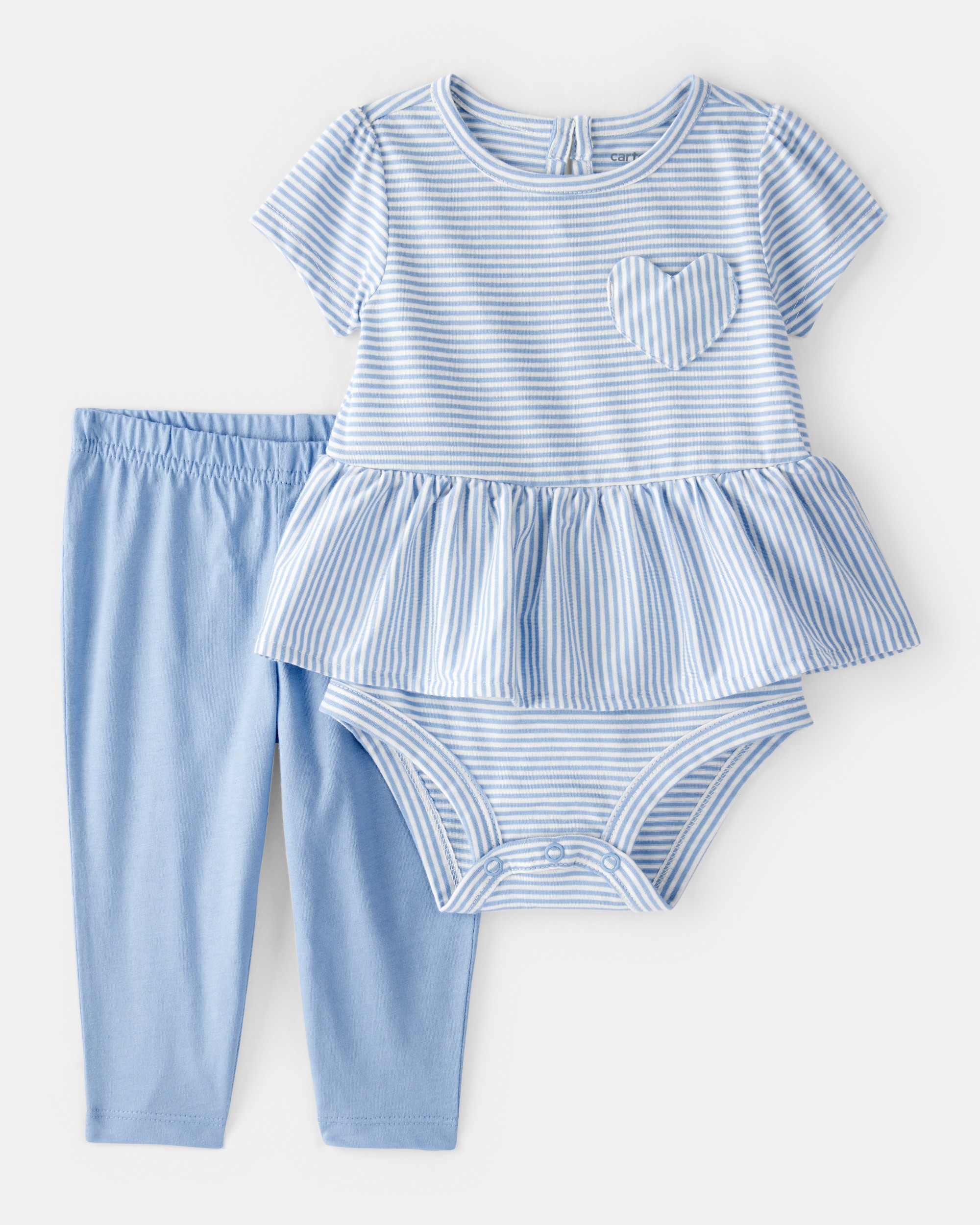 Baby Girl Stripe Bodysuit & Pant Set - Blue