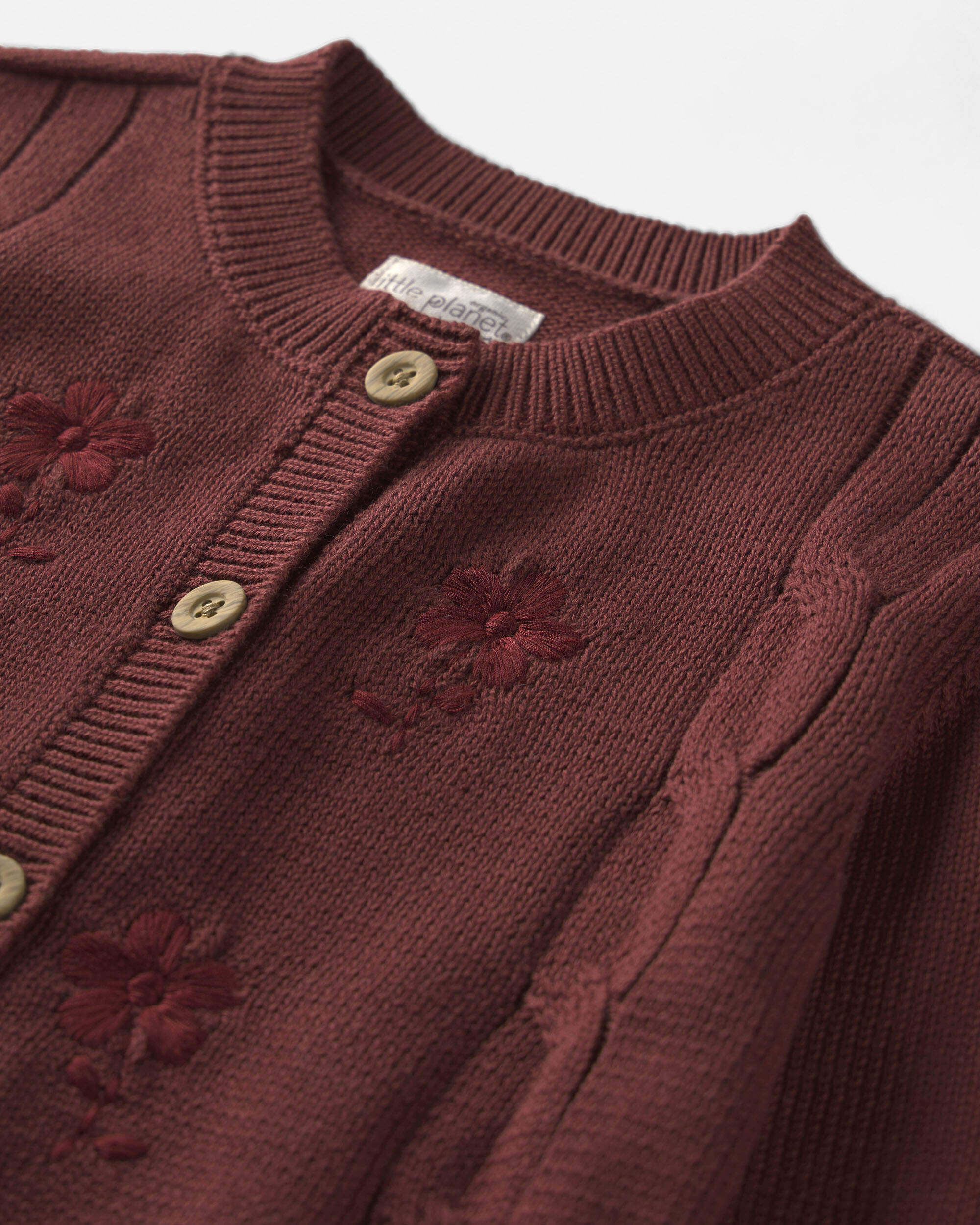 Toddler Girl Organic Cotton Sweater Knit Embroidered Cardigan