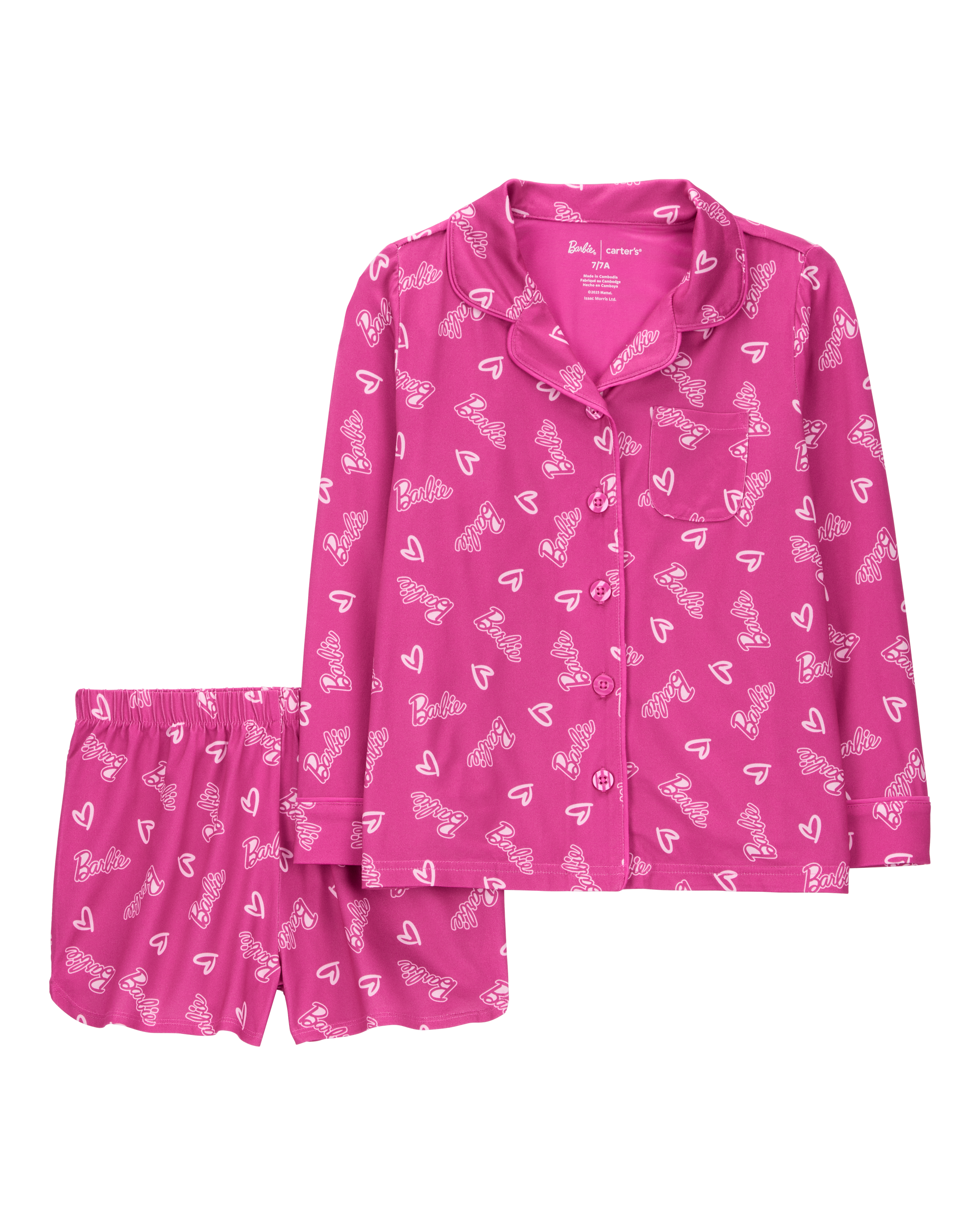 Kid Barbie Coat Style Loose Fit 2-Piece Pyjamas - Pink
