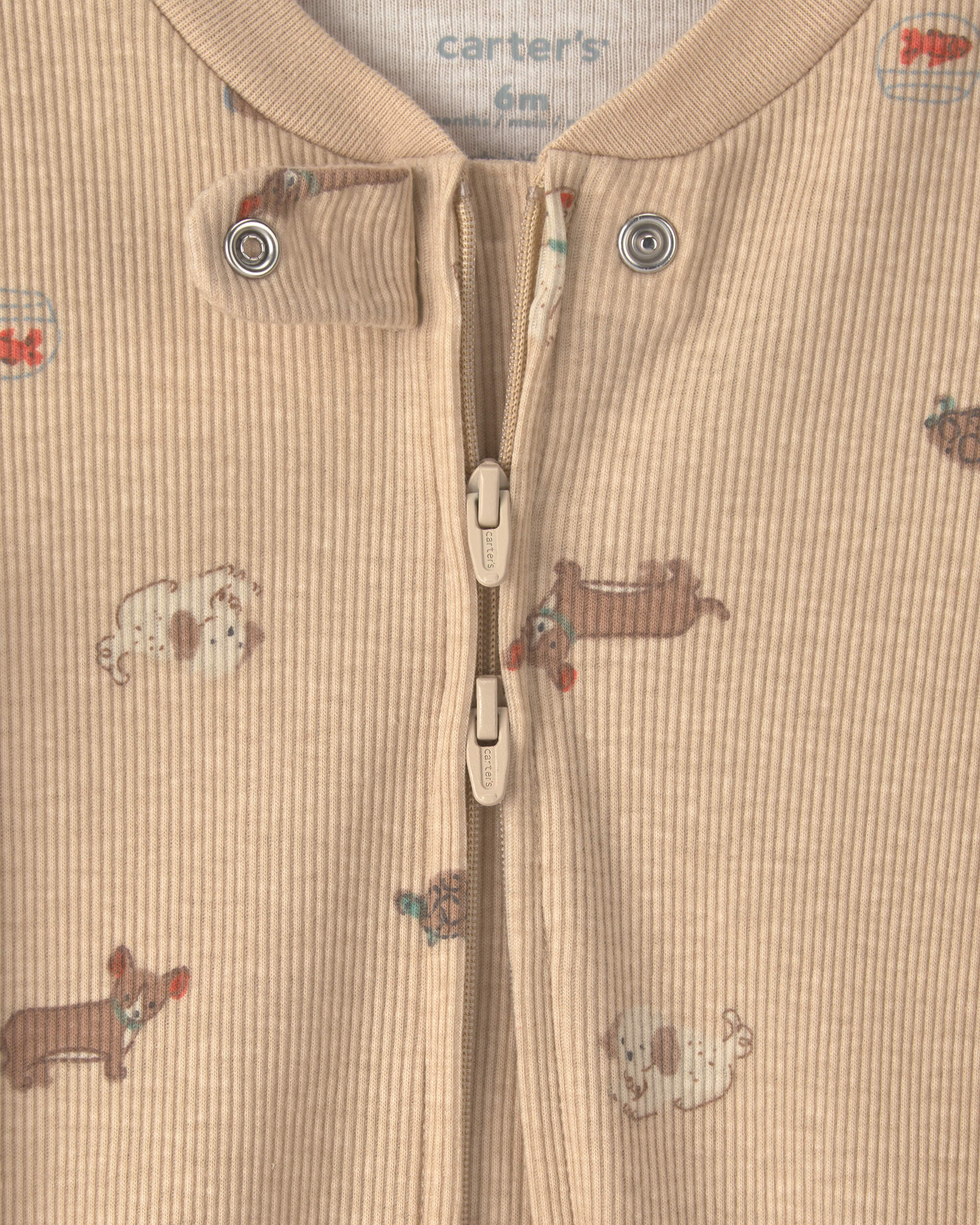 Baby Dog Cotton 2-Way Zip Sleeper - Brown