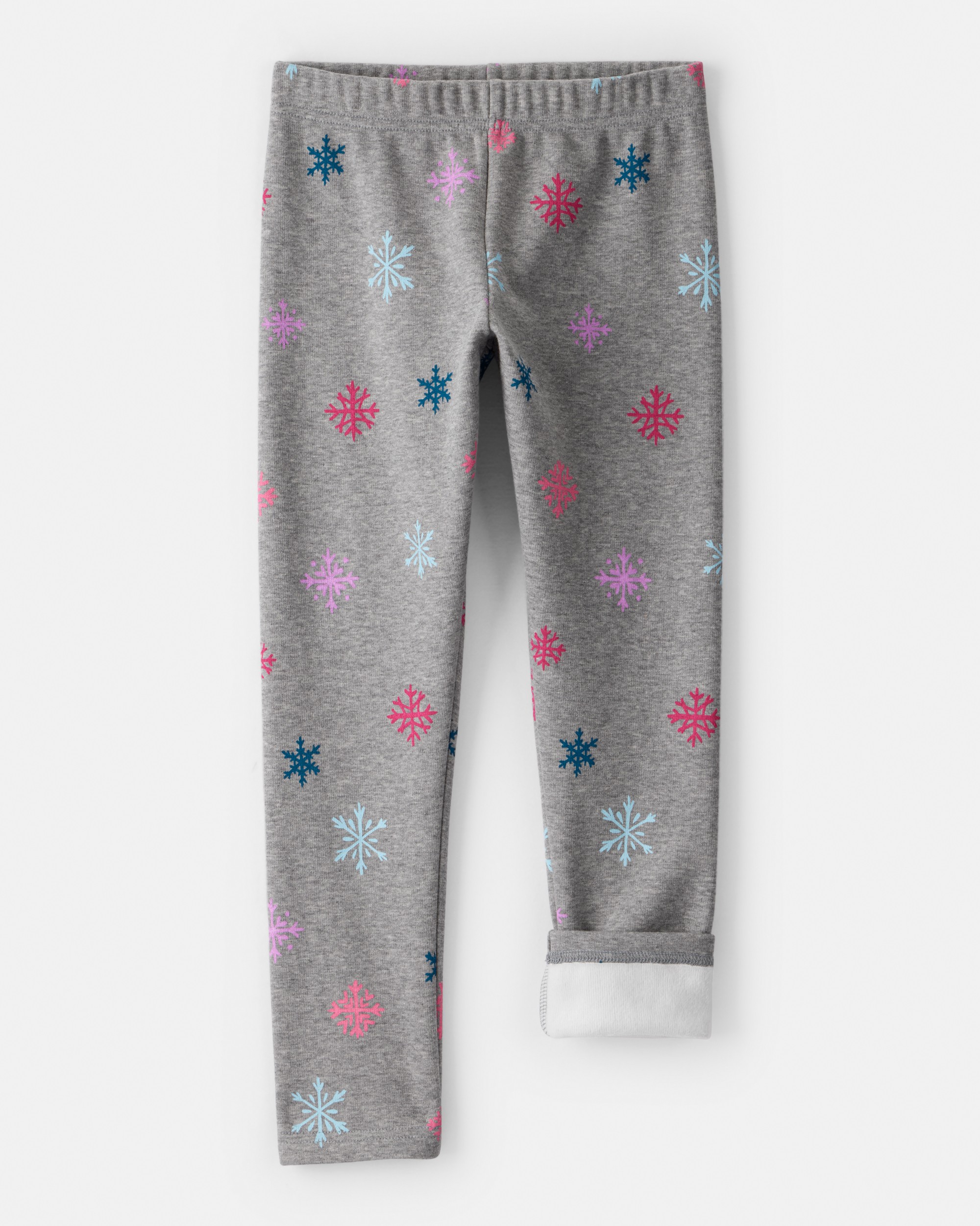Girls Snowflake Pull-On Stretch Cozy Leggings - Grey