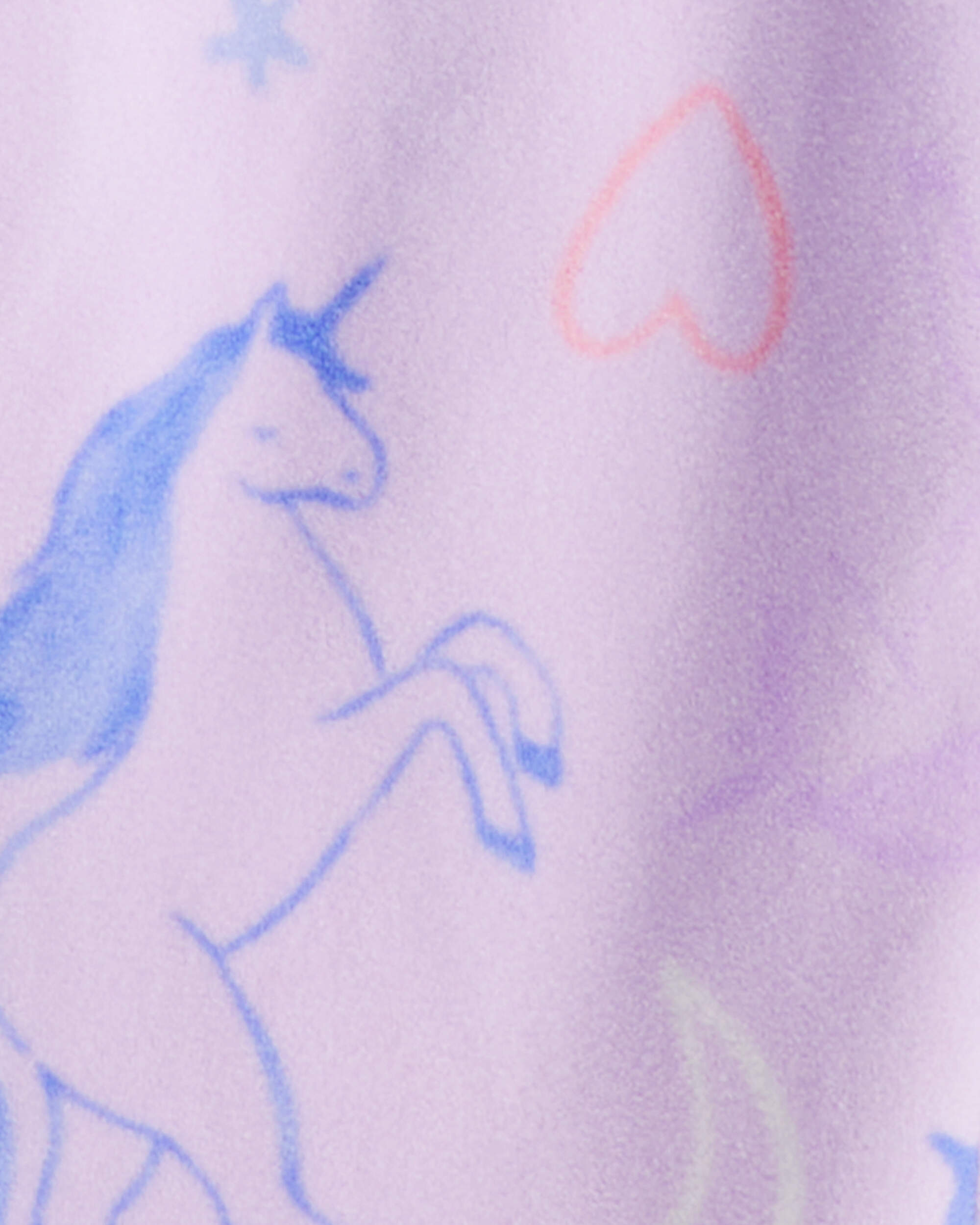 Girls Unicorn Print Loose Fit Long-Sleeve Zip-Up 1-Piece Pyjamas - Purple