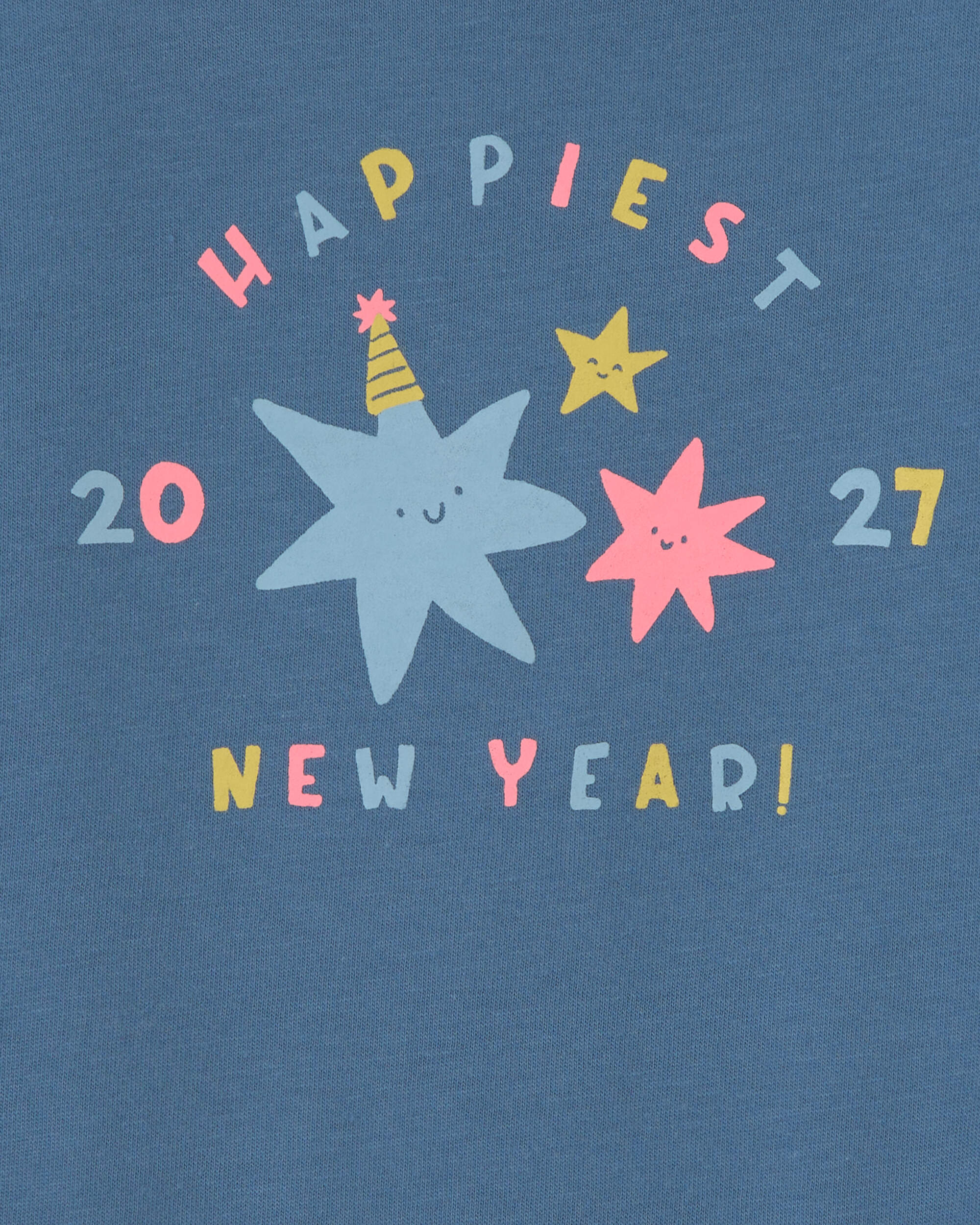 Baby 'Happiest New Year' Long-Sleeve Graphic Bodysuit - Blue