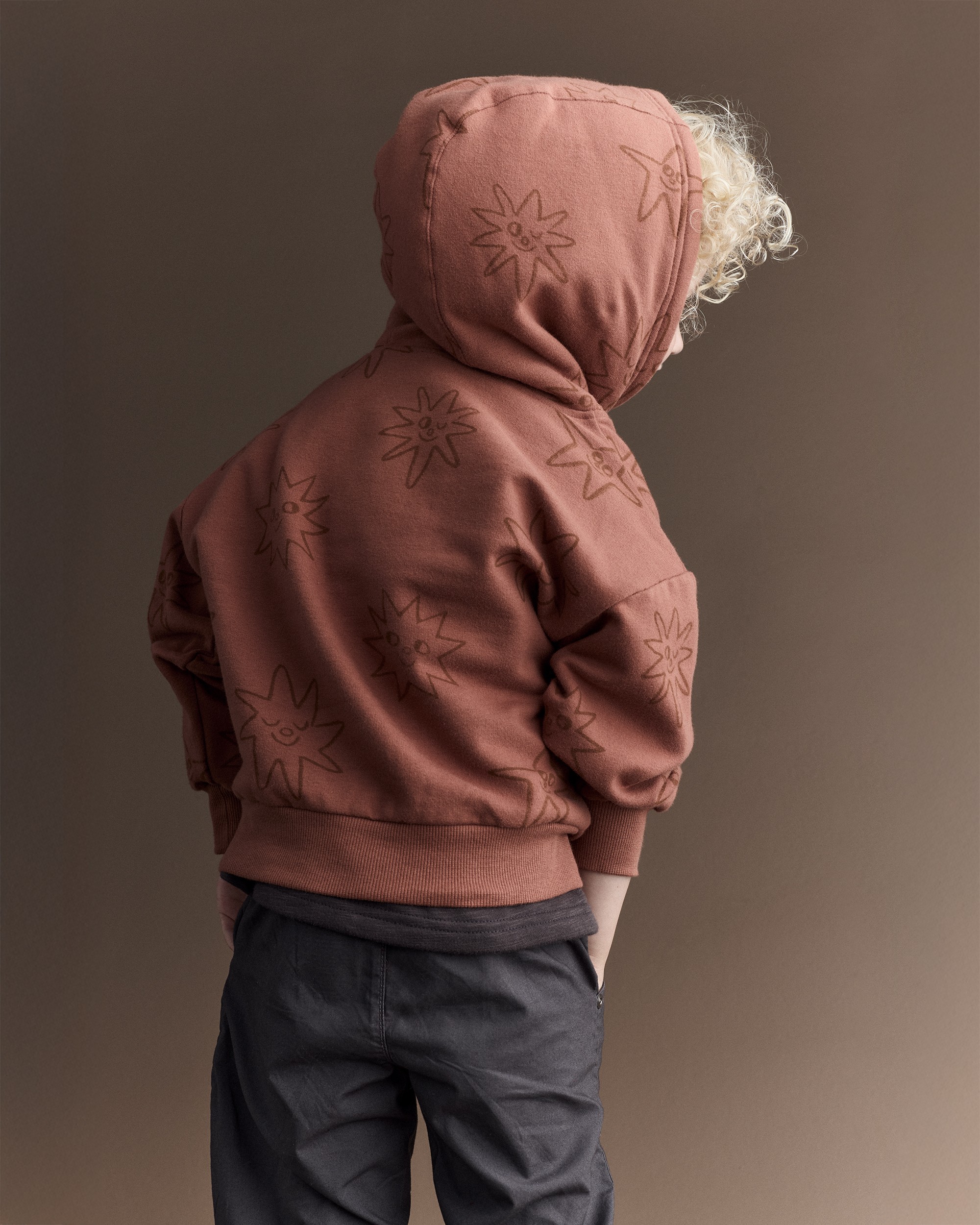 Toddler Race You There' Fleece Hoodie - Rust