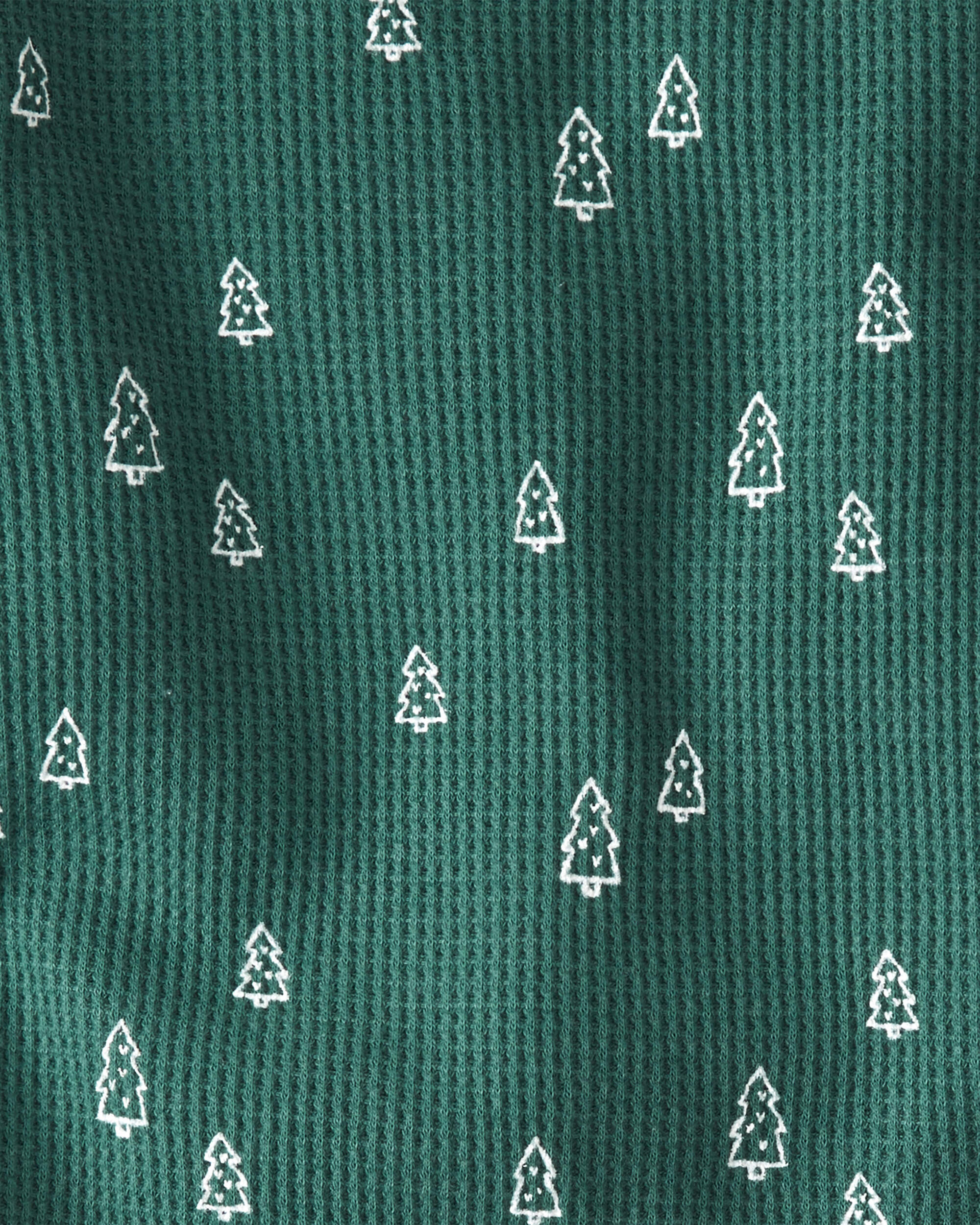 Kid Christmas Tree Print Waffle Knit Pyjamas Made with Organic Cotton