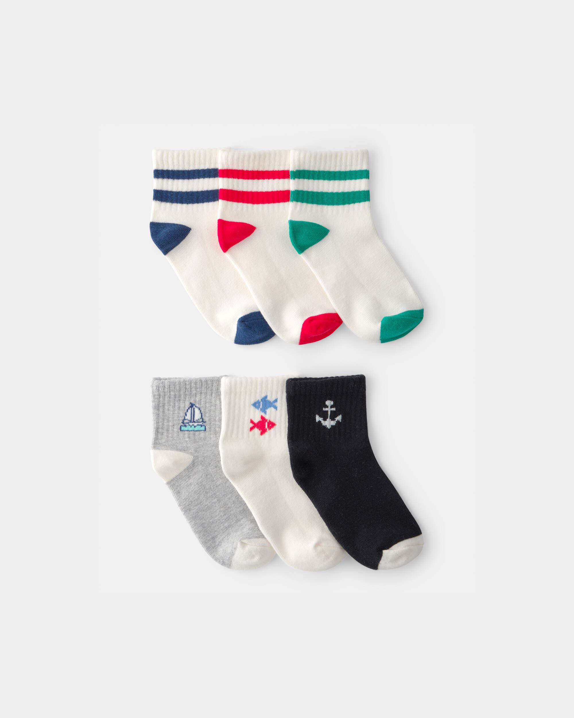Boys Boy 6-Pack Nautical Ankle Socks