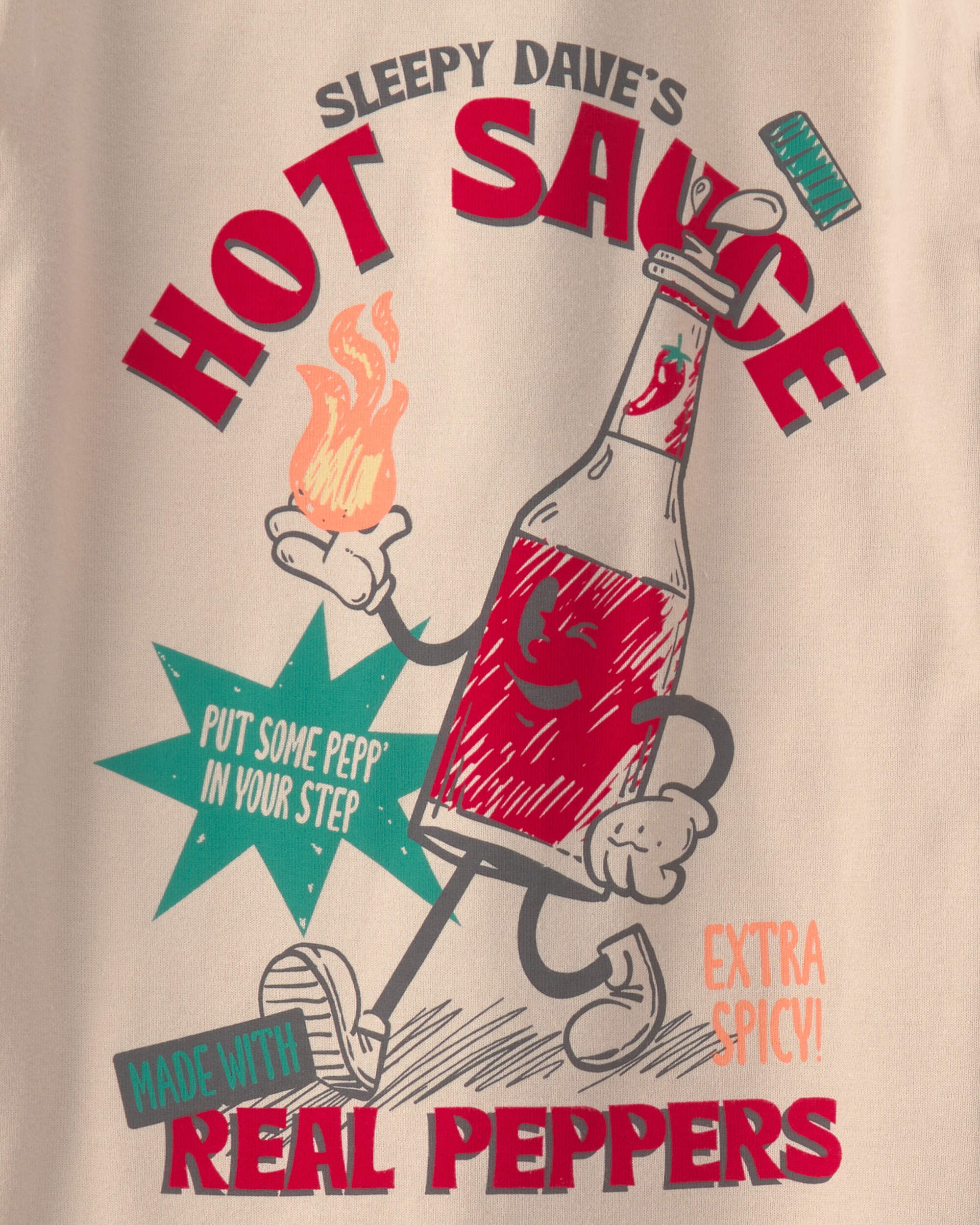 Boys Hot Sauce 100% Cotton Snug Fit 4-Piece Pyjama Set - Tan/Green