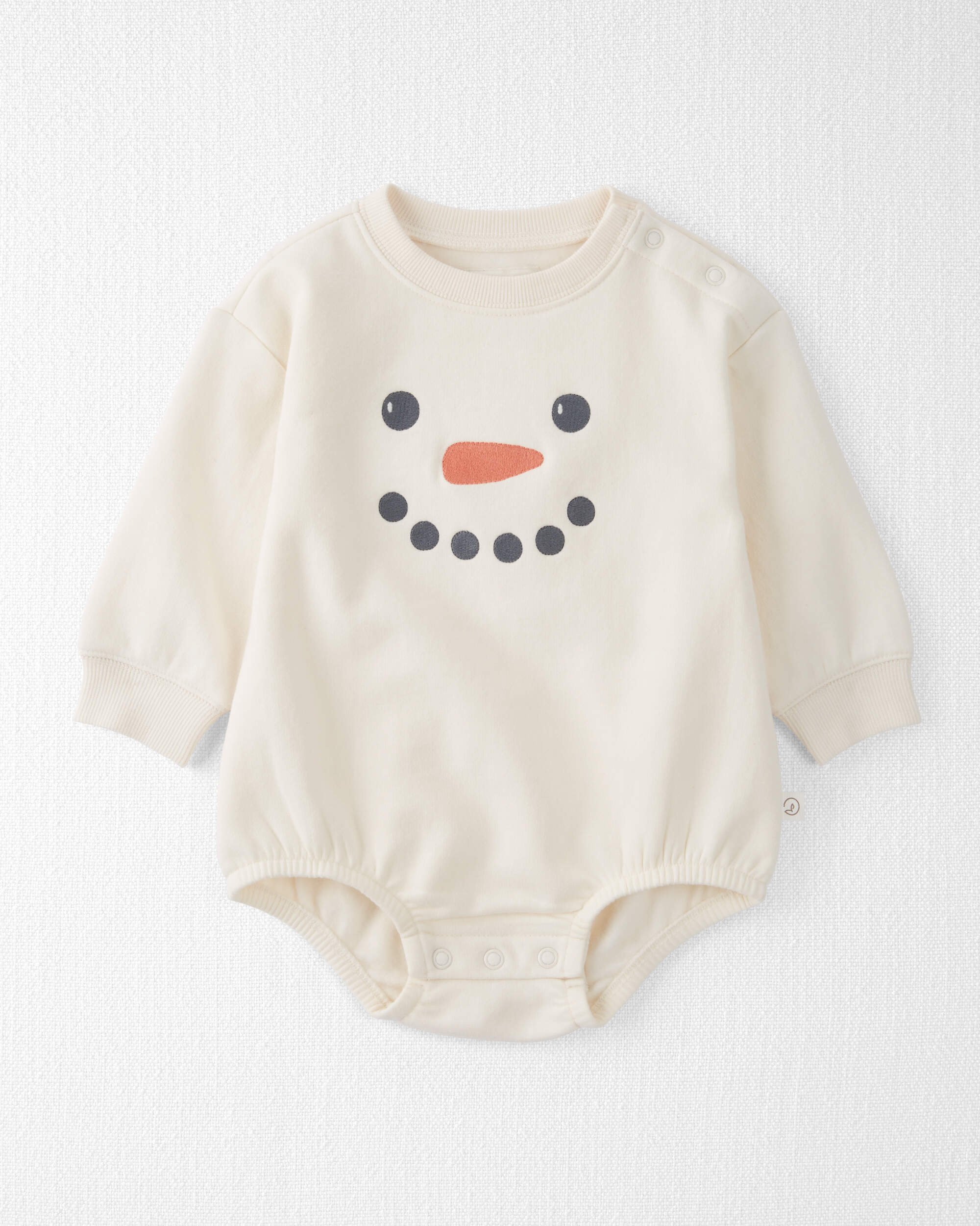 Baby Fleece Long-Sleeve Graphic Bodysuit - White