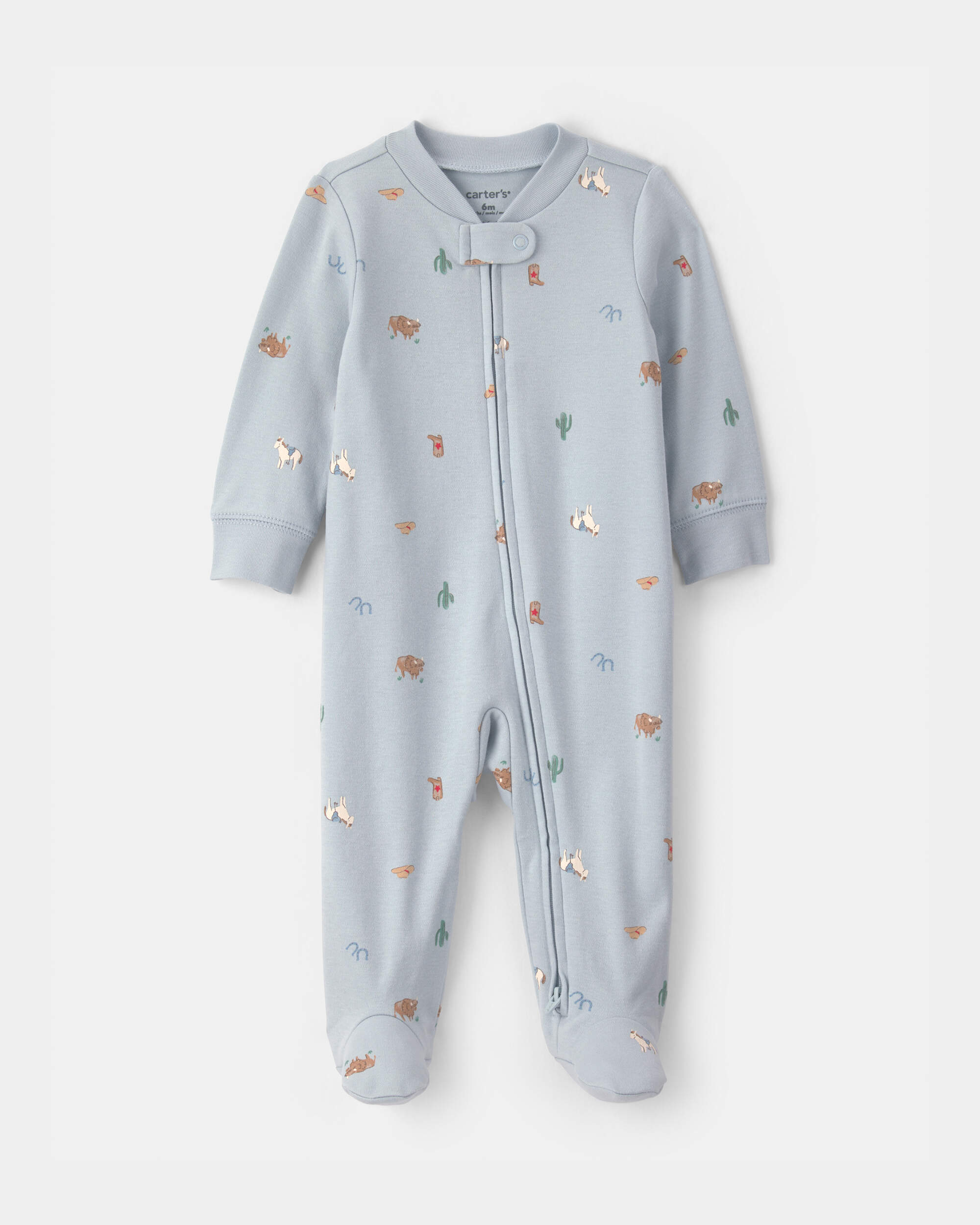 Baby Western 100% Cotton 2-Way Zip Sleeper - Blue