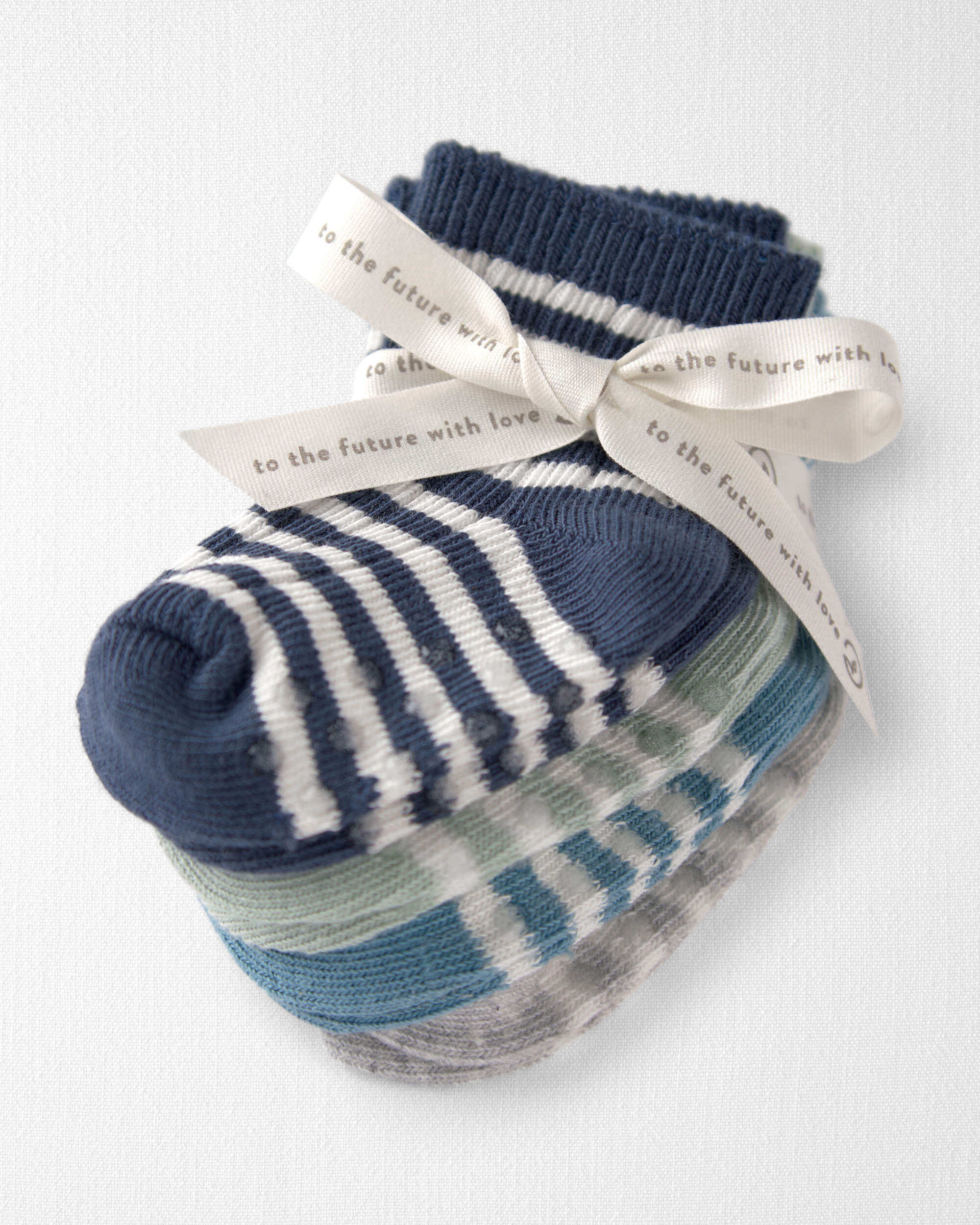Baby 4-Pack Striped Slip Resistant Socks Made with Organic Cotton