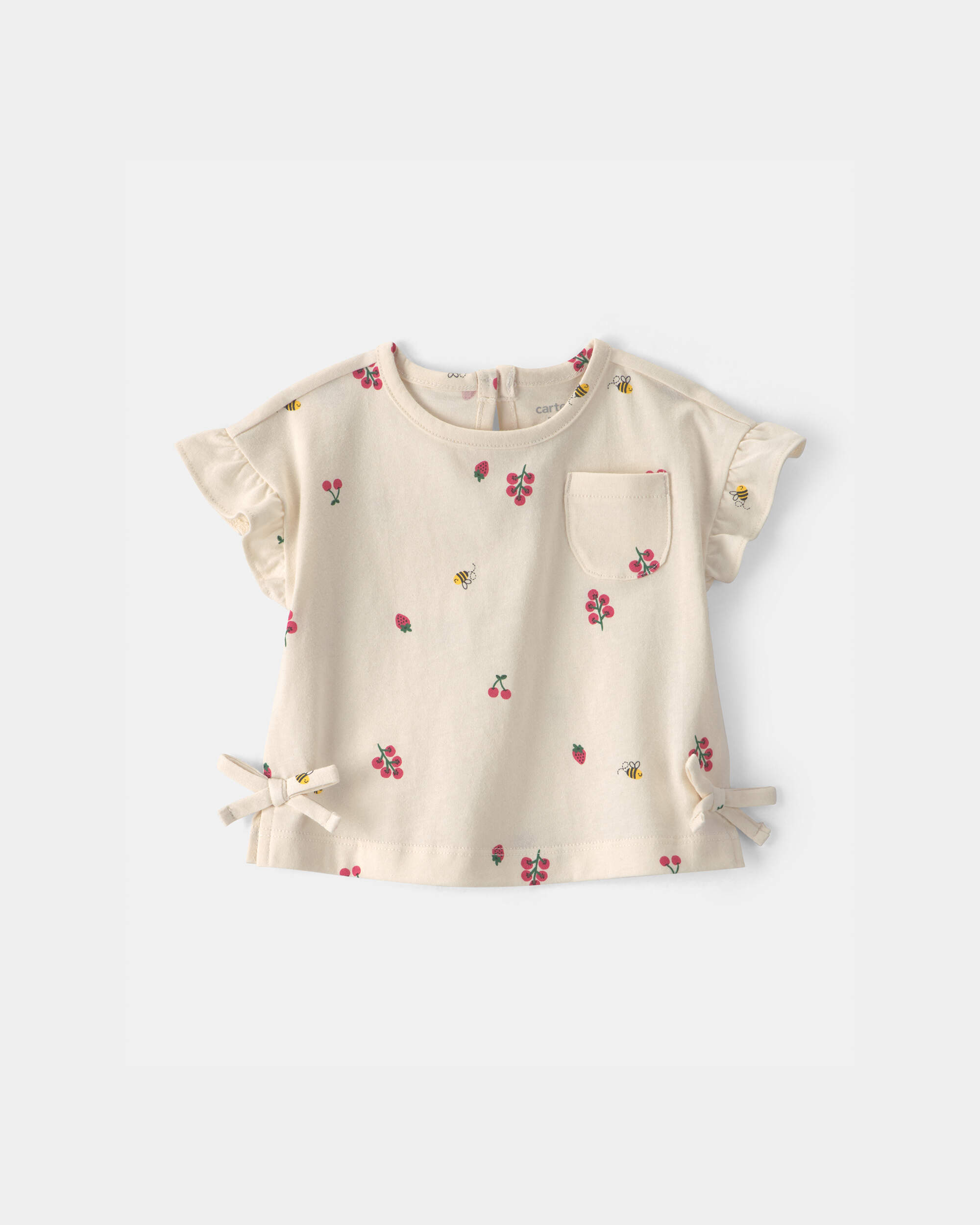 Baby Girl Floral Short-Sleeve Top – Cream