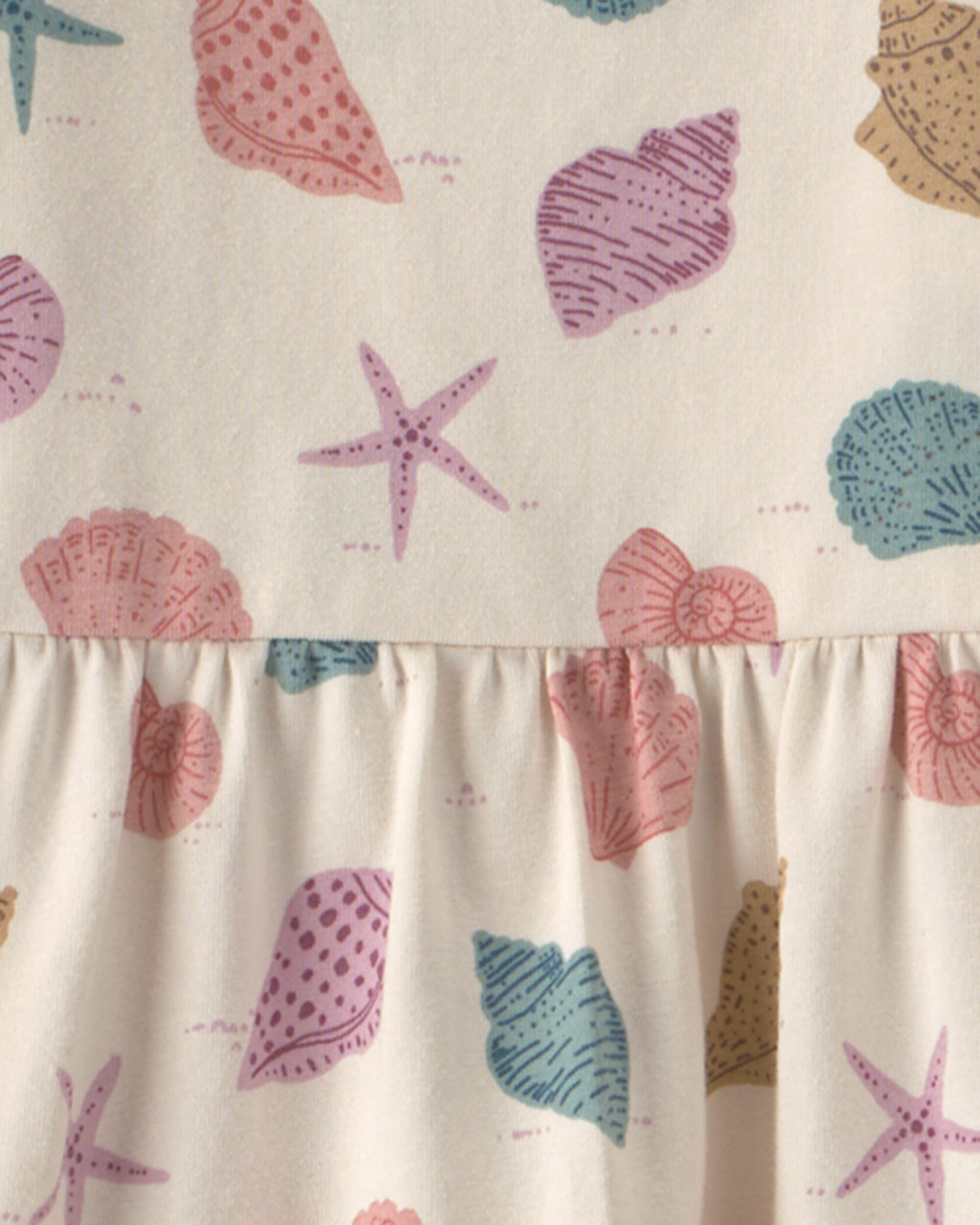 Toddler Girl Organic Cotton Tiered Dress Seashells