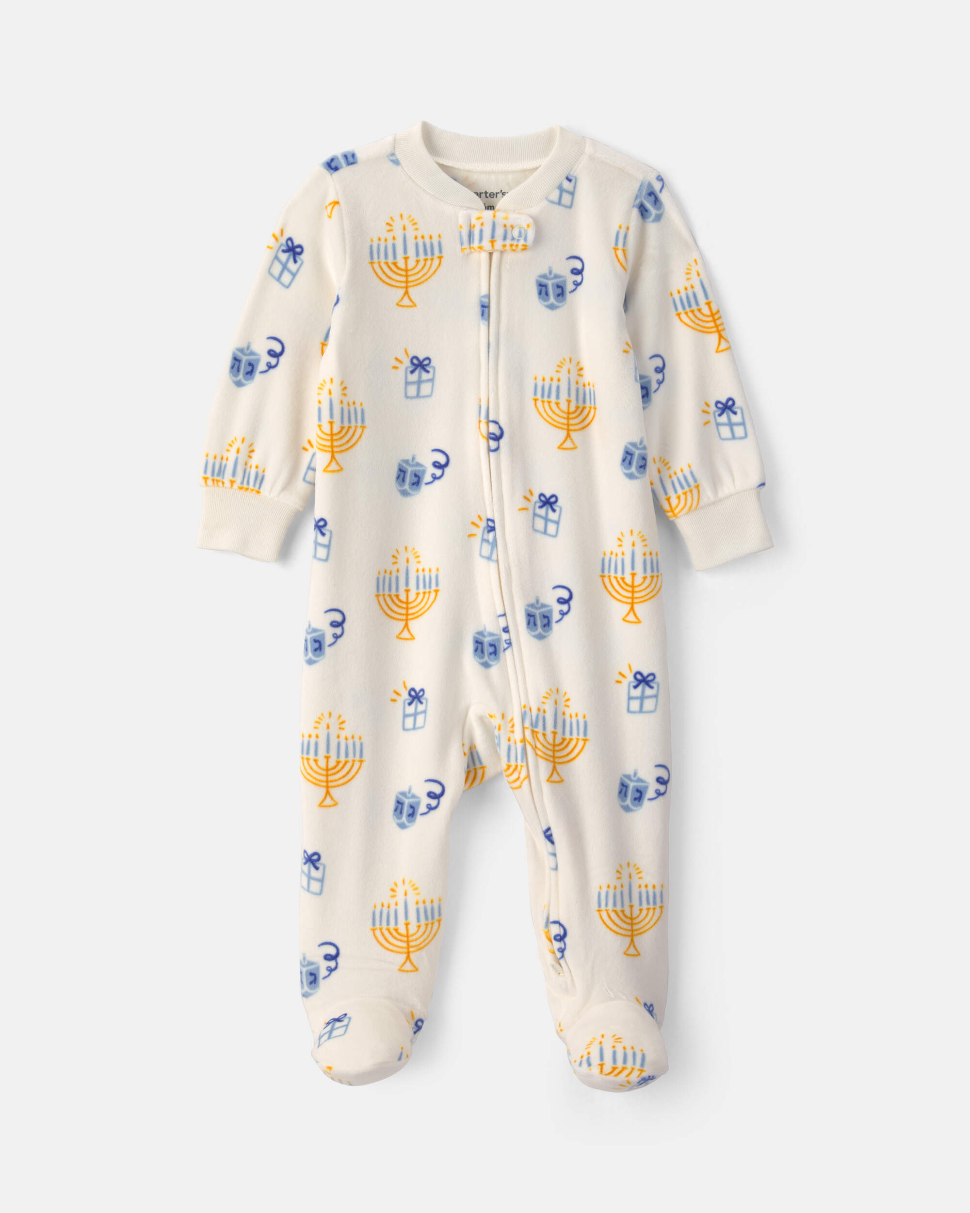 Baby Hanukkah 2-Way Zip Sleeper - Cream