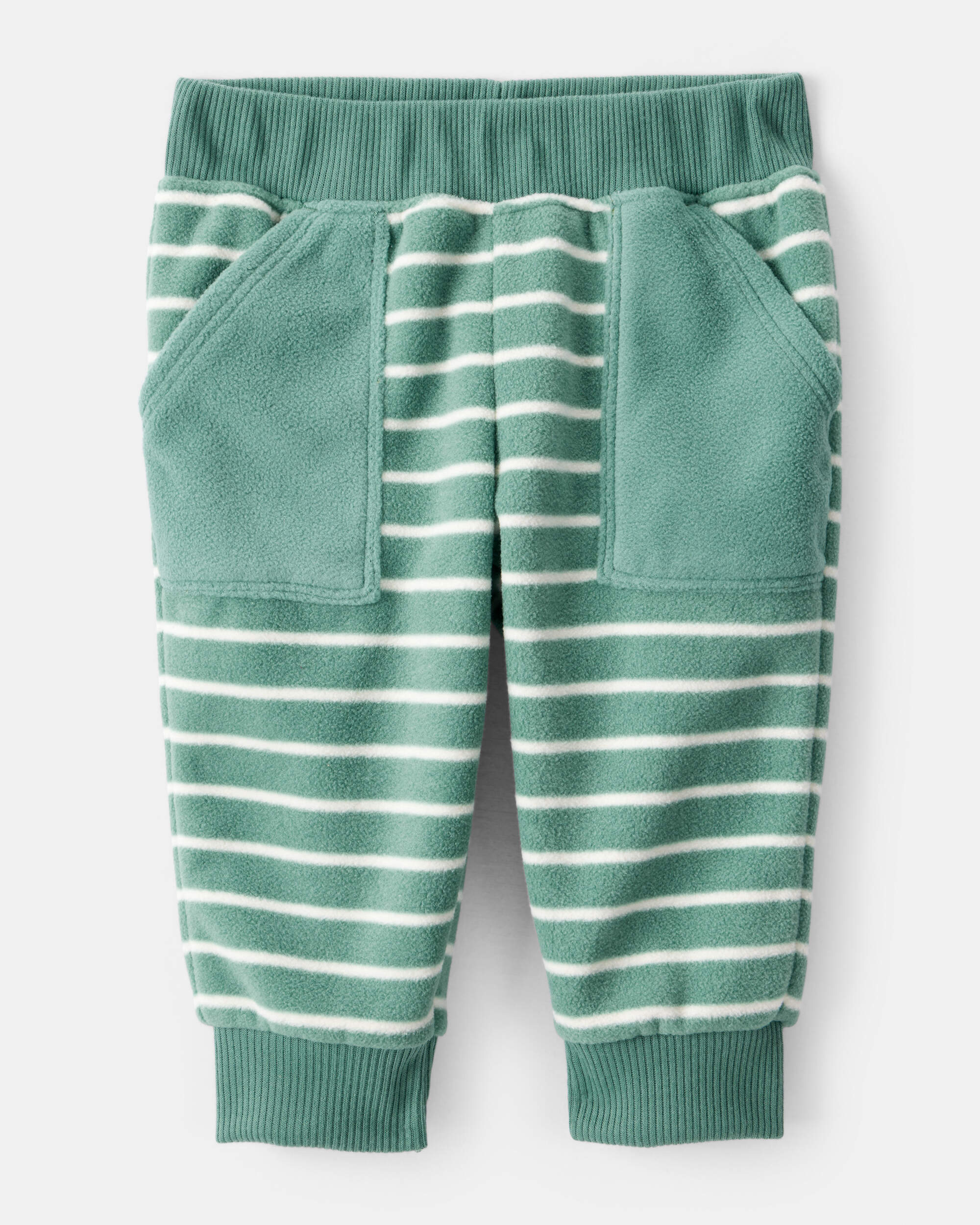 Baby Boy 3-Piece Construction Striped Print Hooded Zip-Up Jacket, Bodysuit & Pant Set - Green