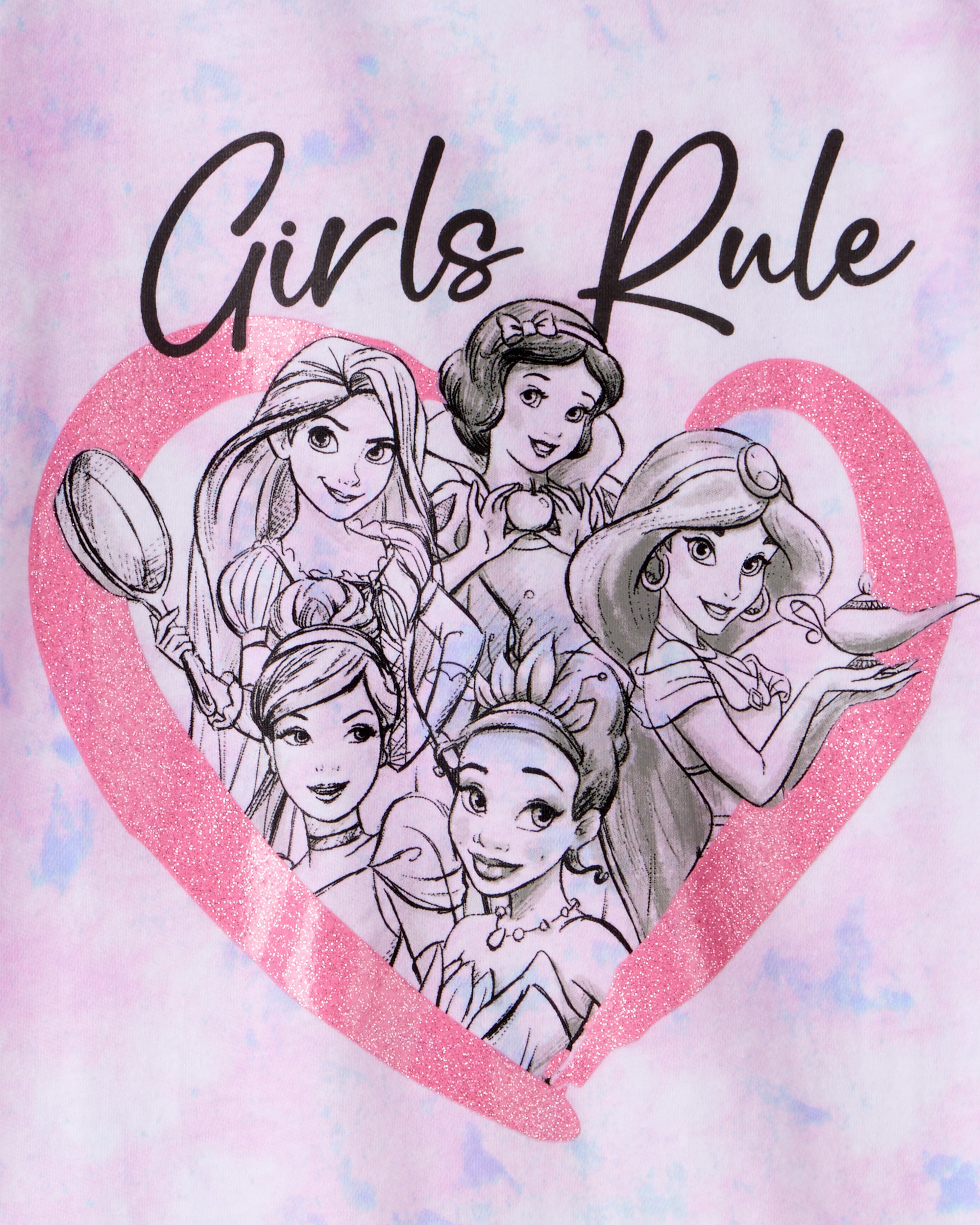 Girls Disney© Princess Rule Tie-Dye Short-Sleeve Graphic Tee - Purple/Pink