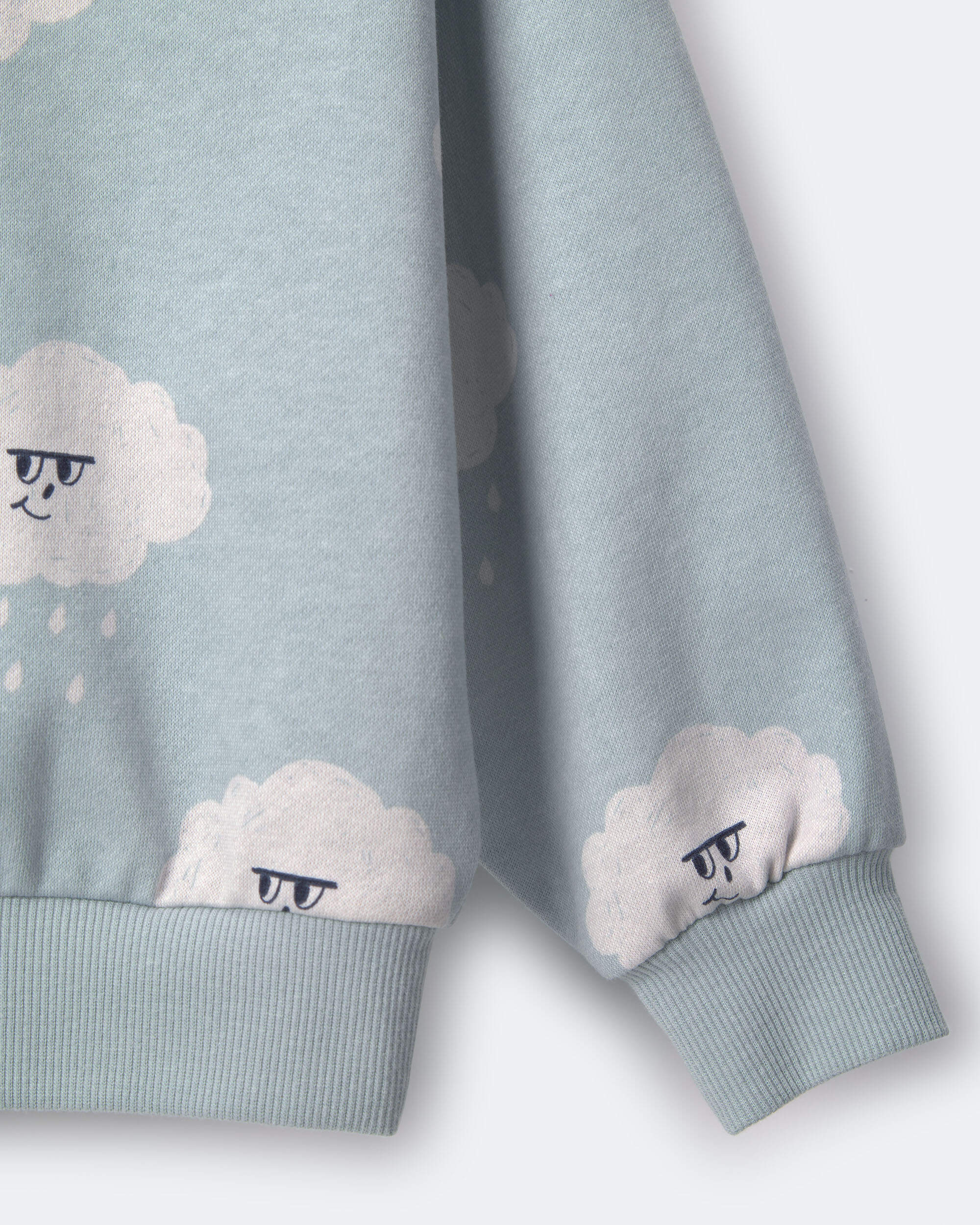 Toddler Wide-Arm Sweatshirt Rain Cloud Print - Pale Blue