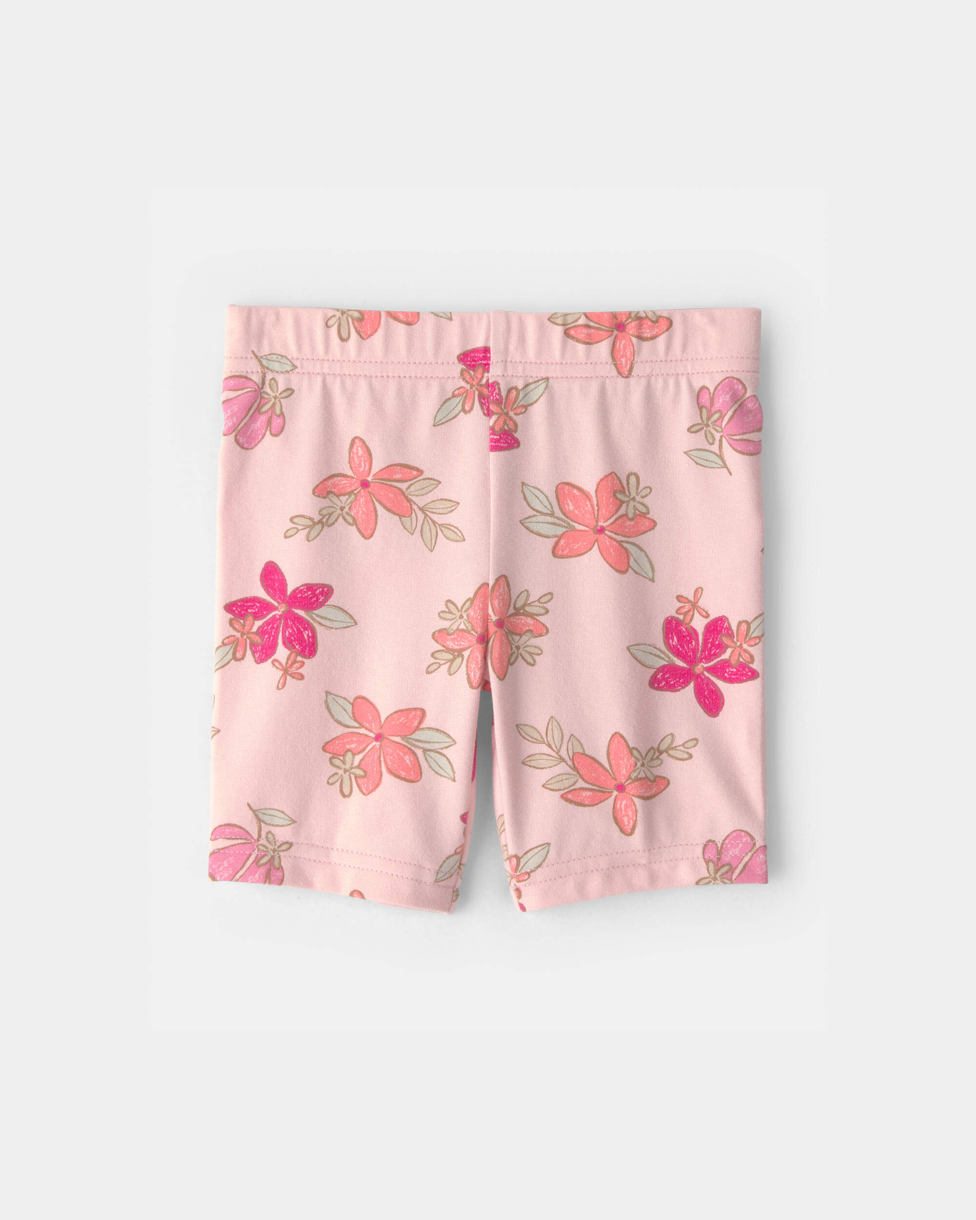 Toddler Girl Tropical Floral Bike Shorts - Pink