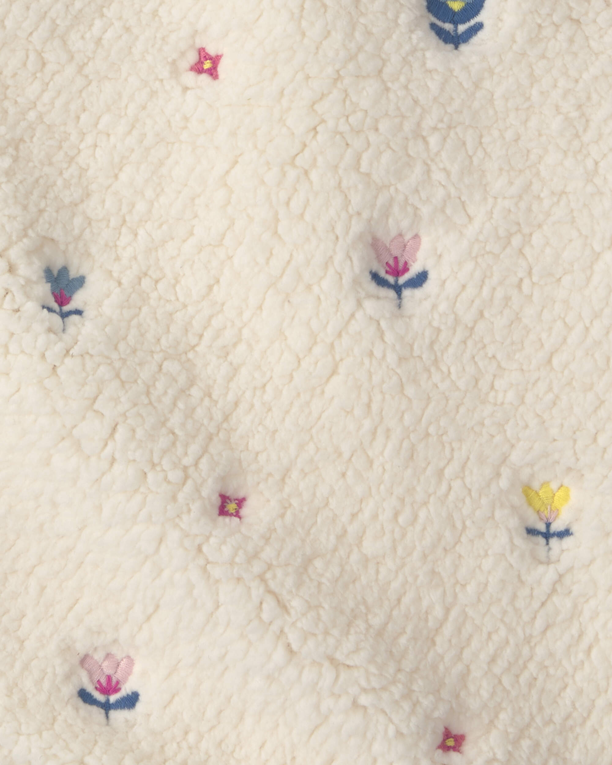 Girls Floral Teddy Fleece Vest - Cream