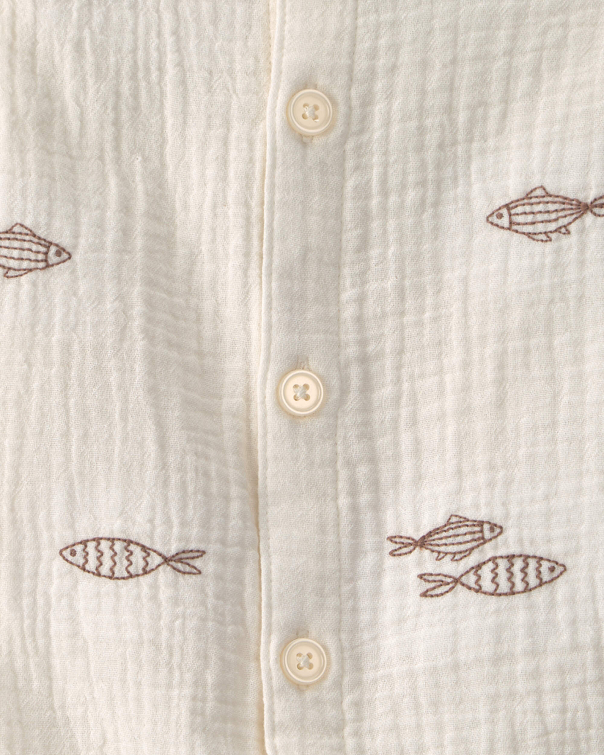 Baby Organic Cotton Gauze Embroidered Romper