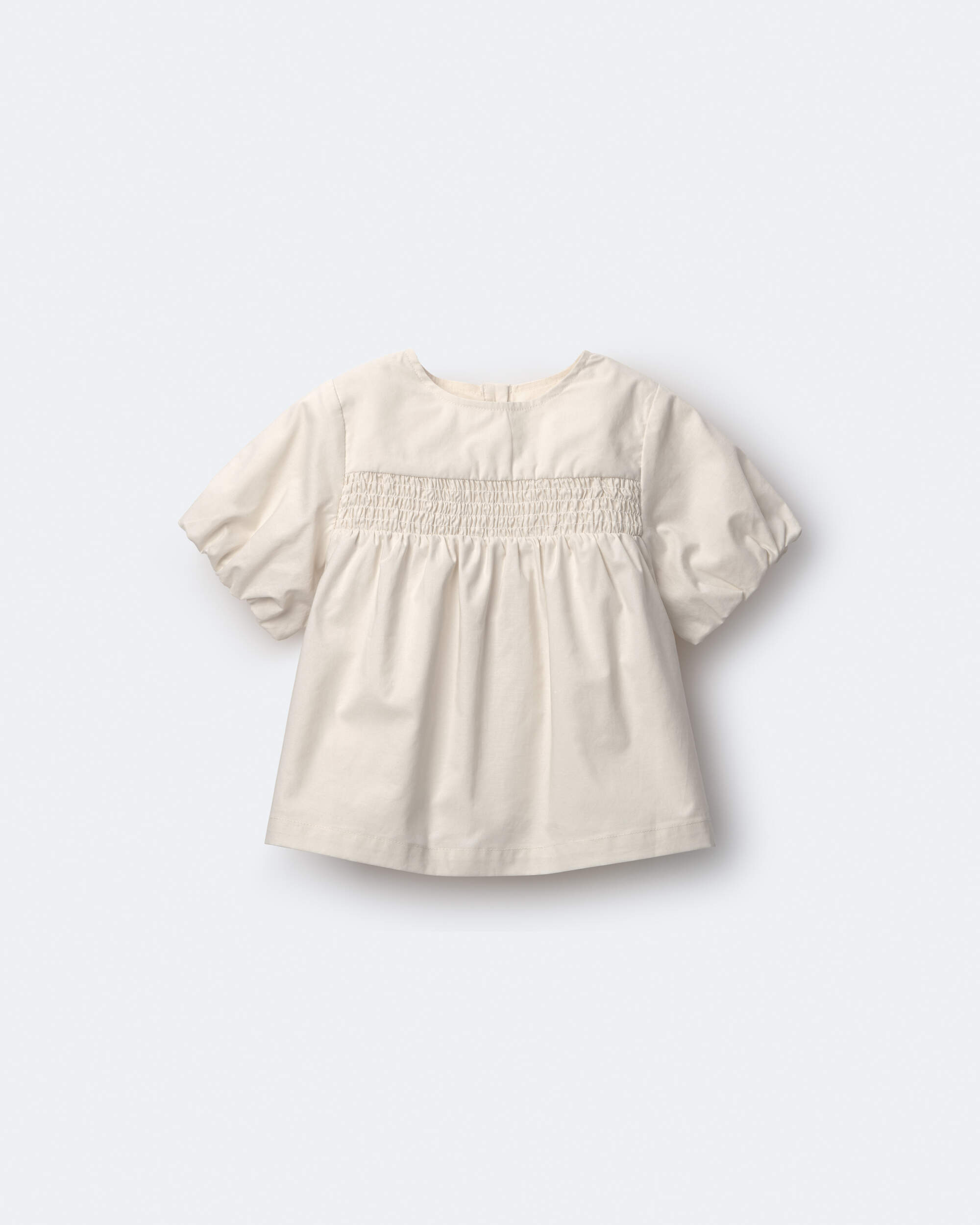 Toddler Girl Smocked Bubble Sleeve Top - Cream