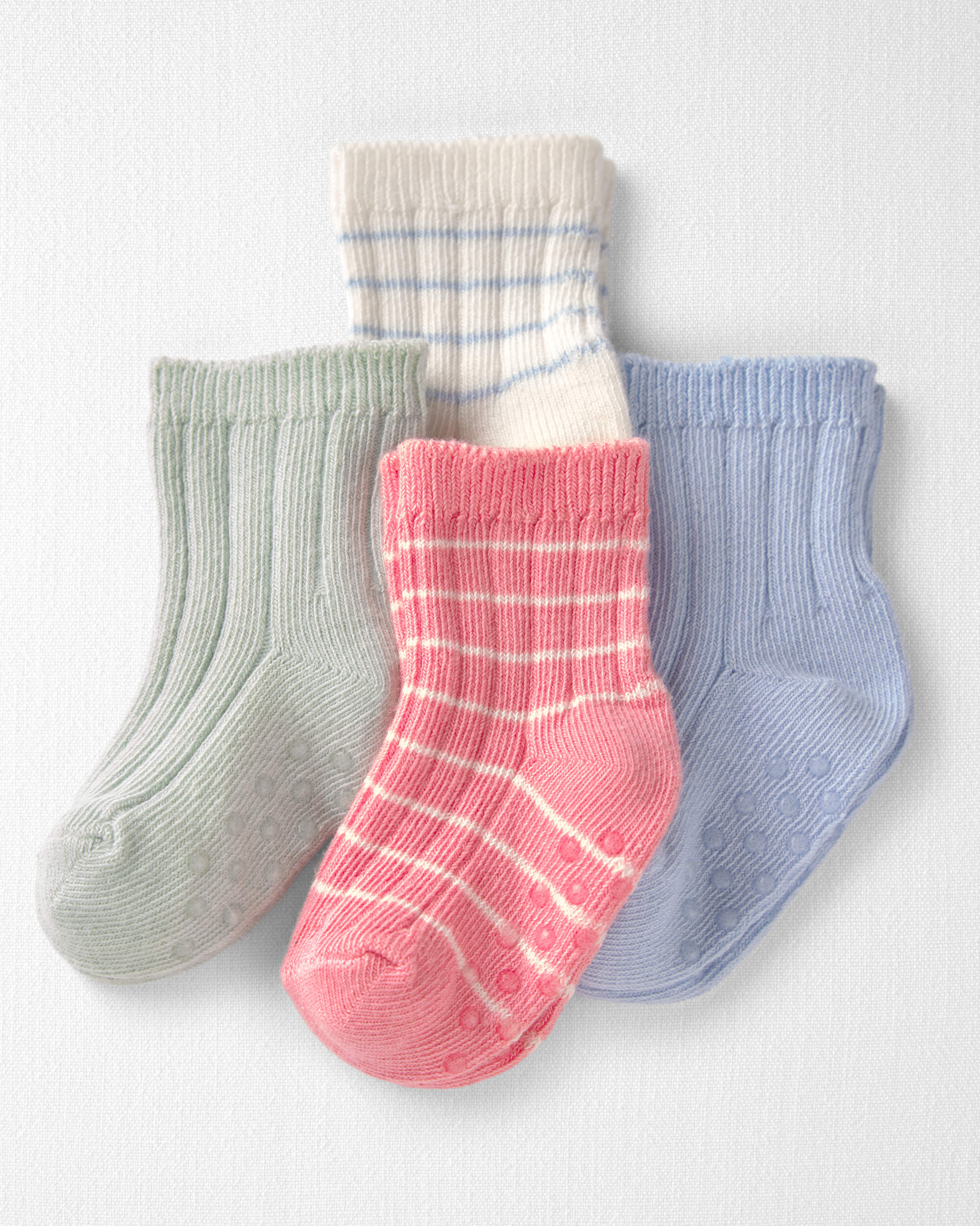 Girls 4-Pack Slip Resistant Socks Made with Organic Cotton