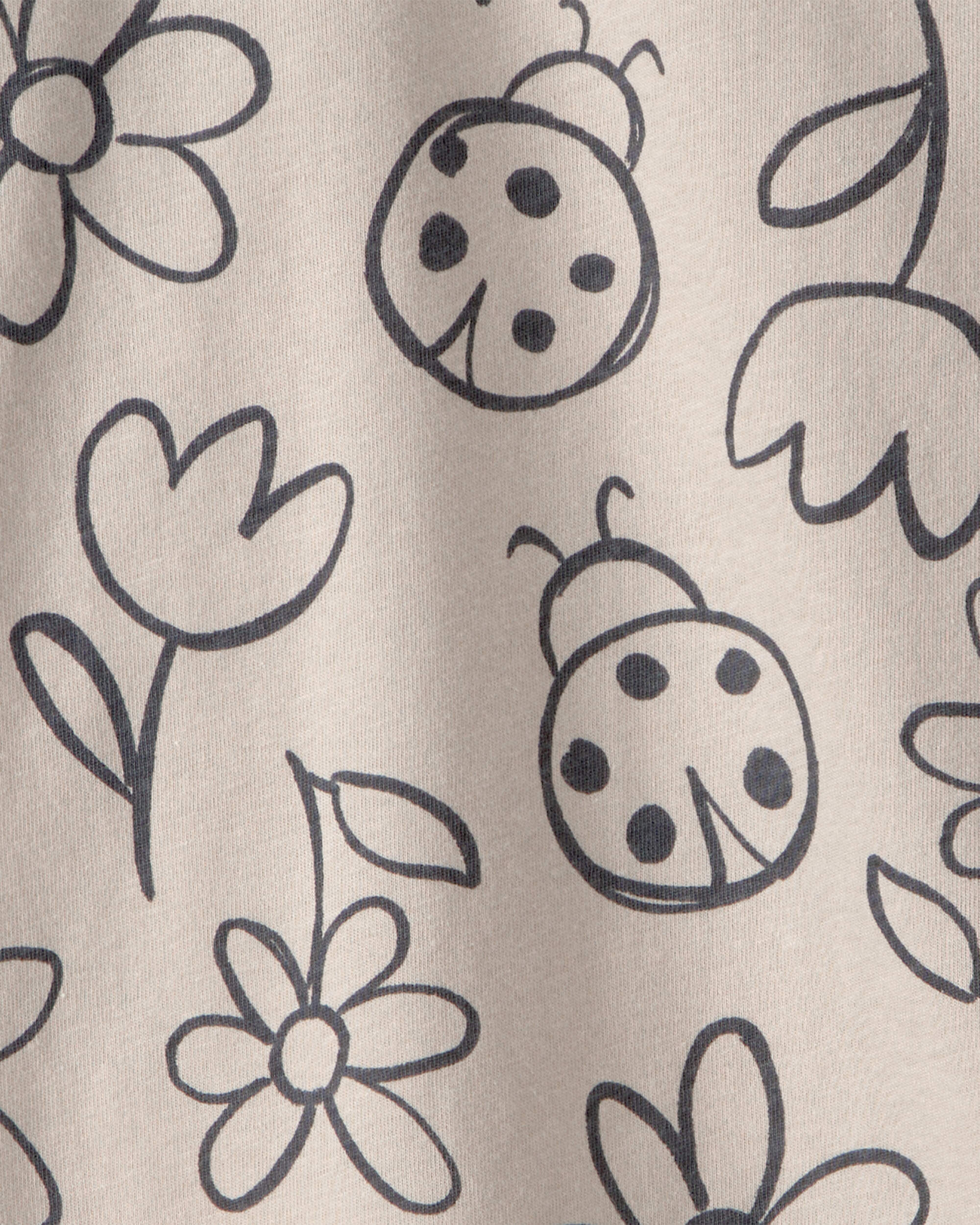 Toddler Girl Ladybug Floral Top - Brown
