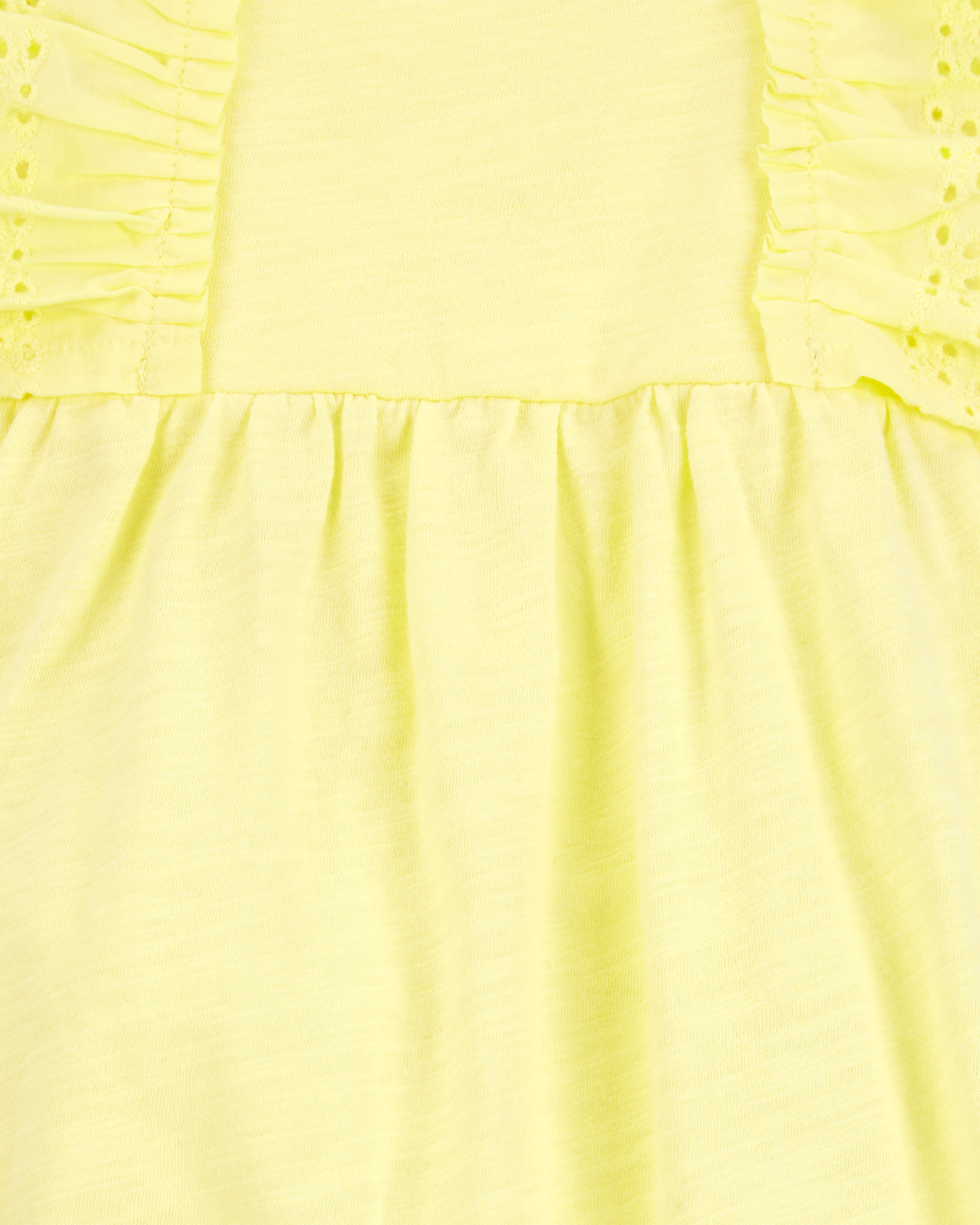 Baby Girl Eyelet Flutter-Sleeve Romper -Yellow