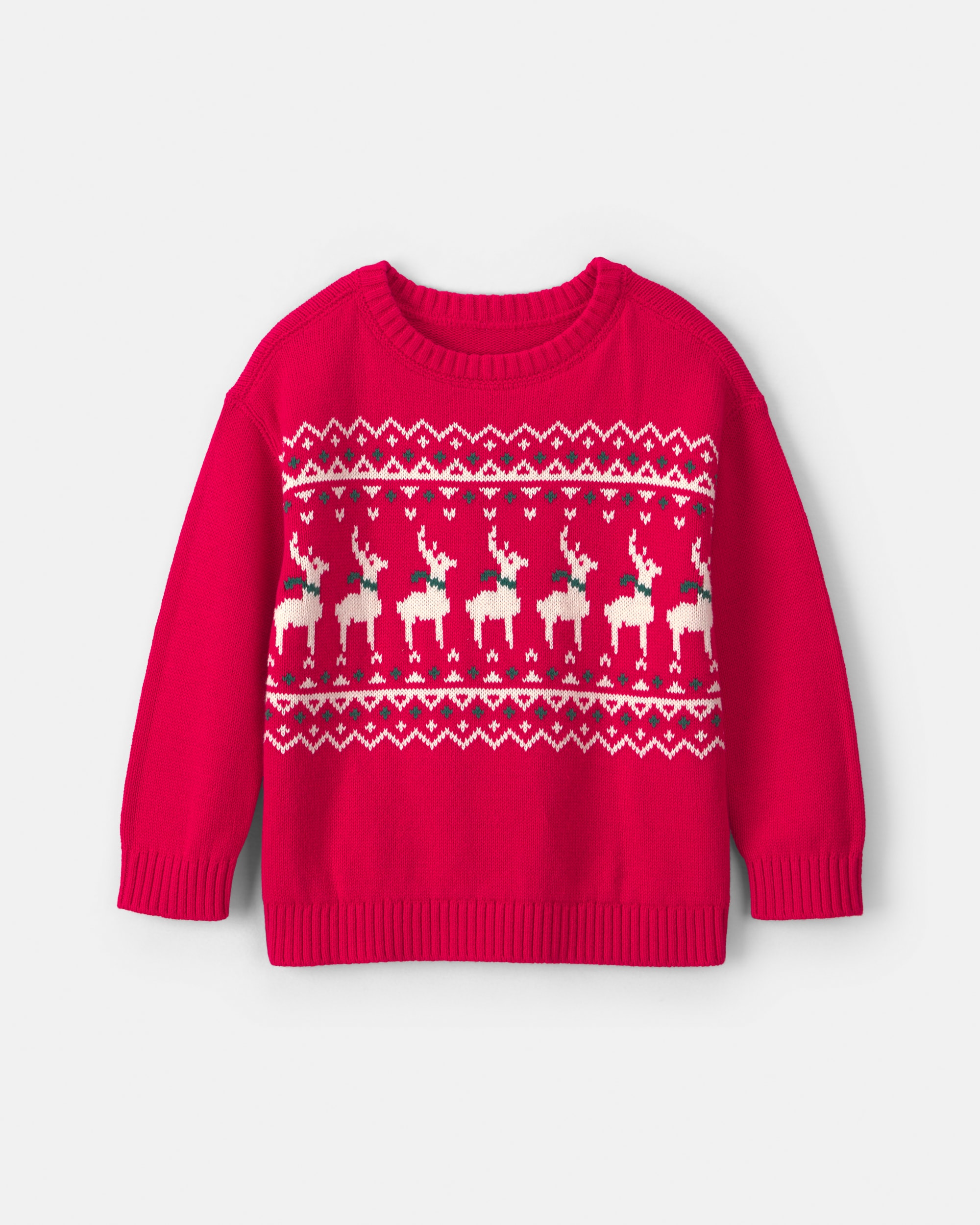 Toddler Boy Reindeer Fair Isle Sweater - Red