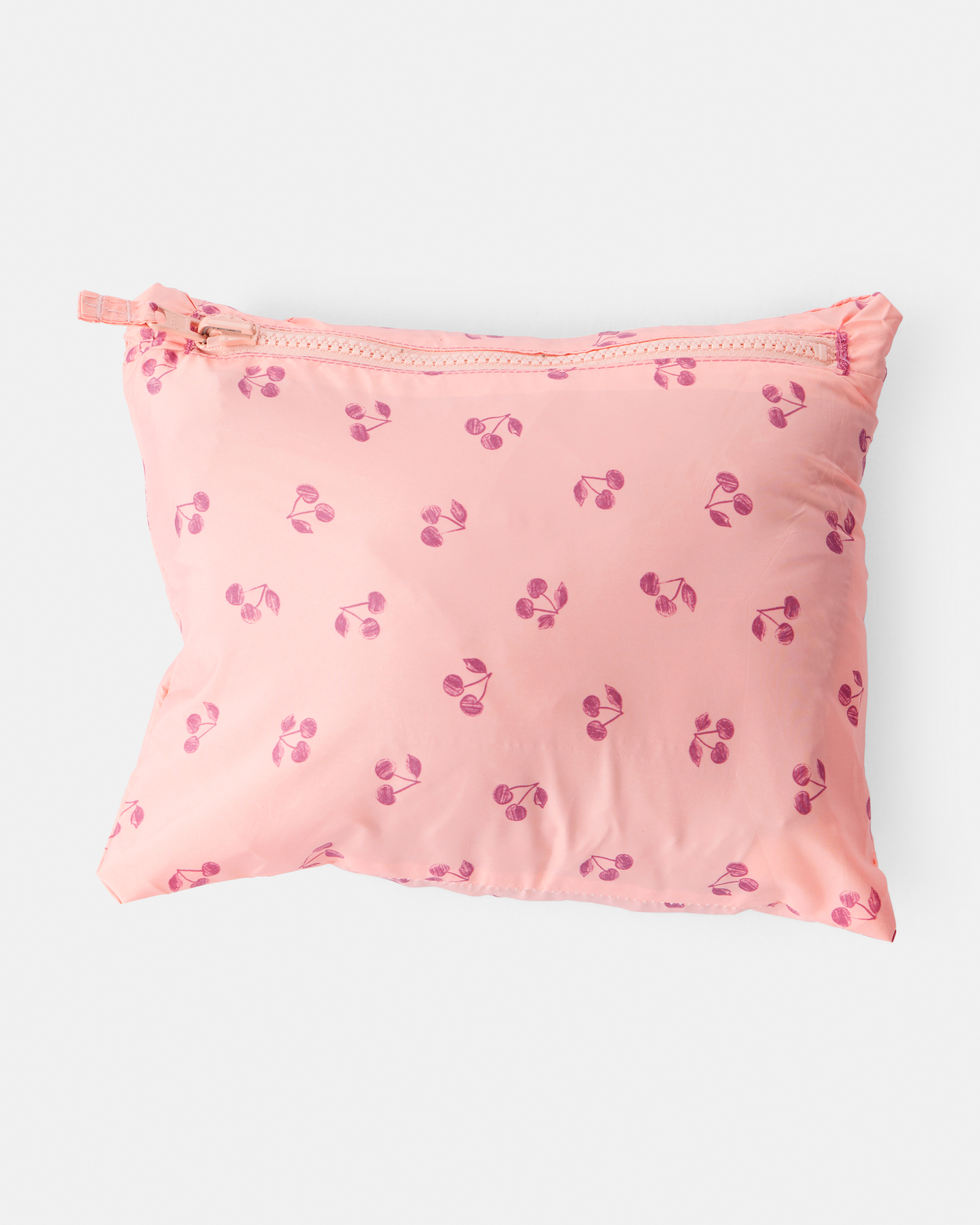 Kid Cherry Print Hooded Puffer Jacket - Pink