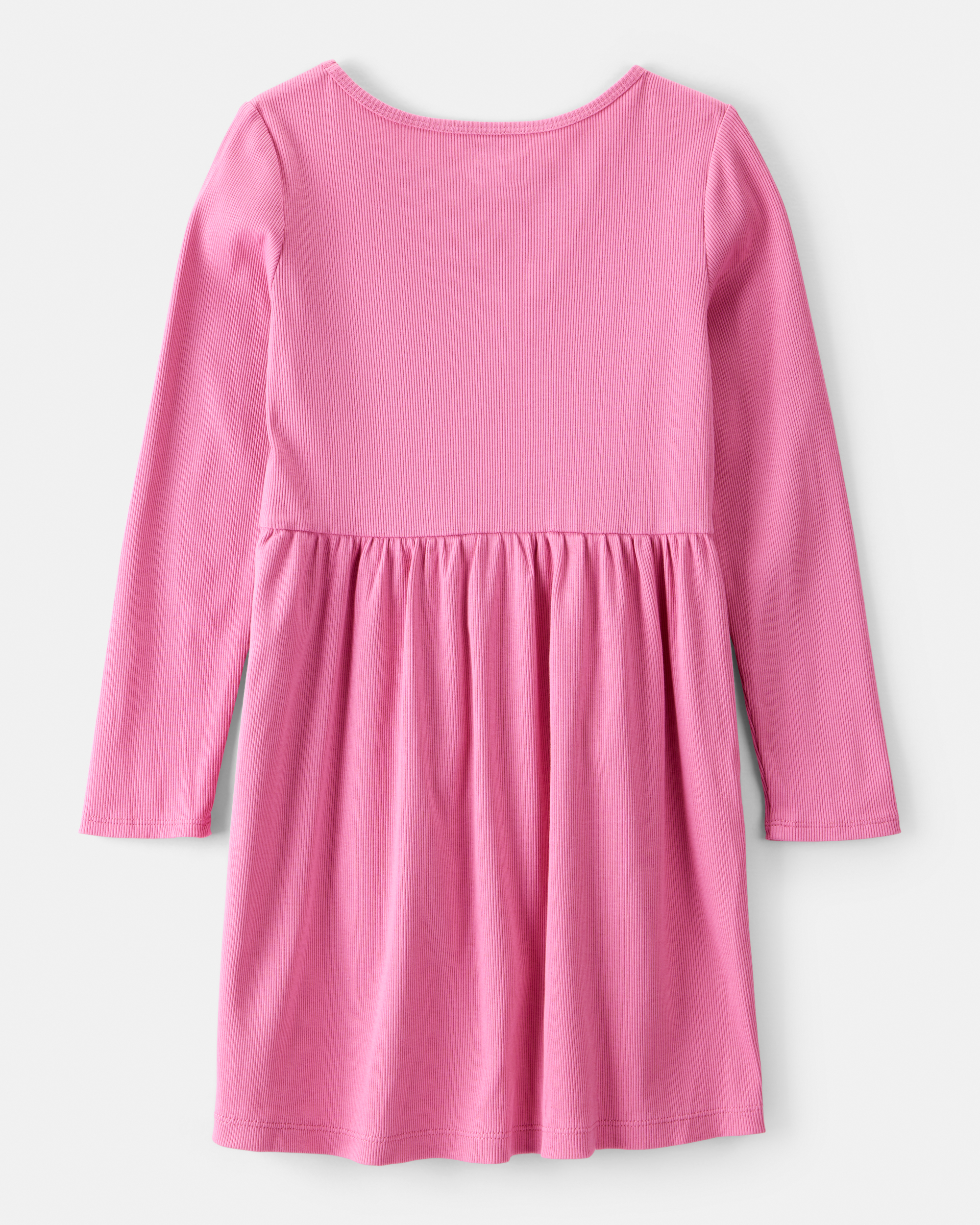 Girls Long Sleeve Cotton Dress - Pink