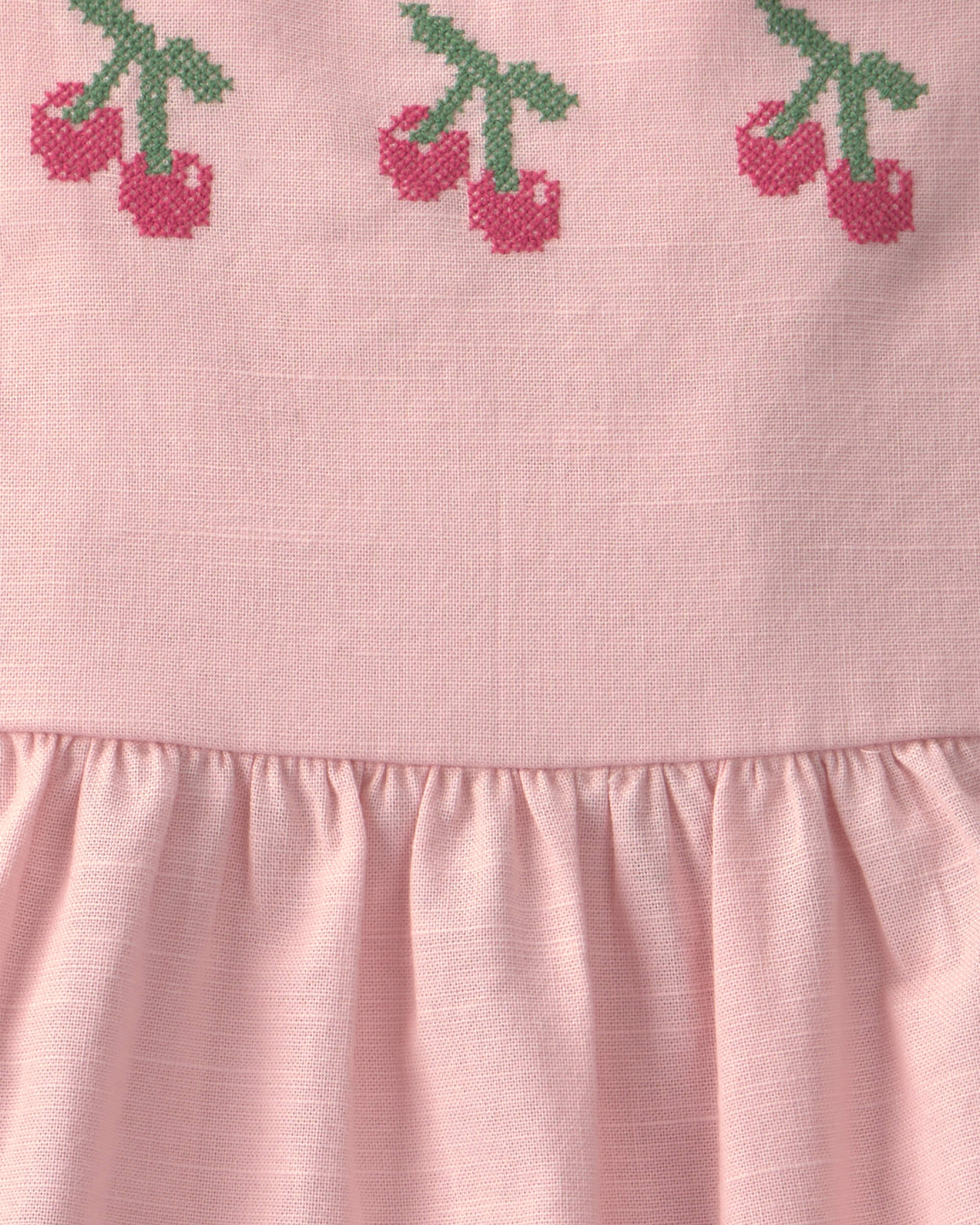 Baby Girl Cherry Sleeveless Dress - Pink