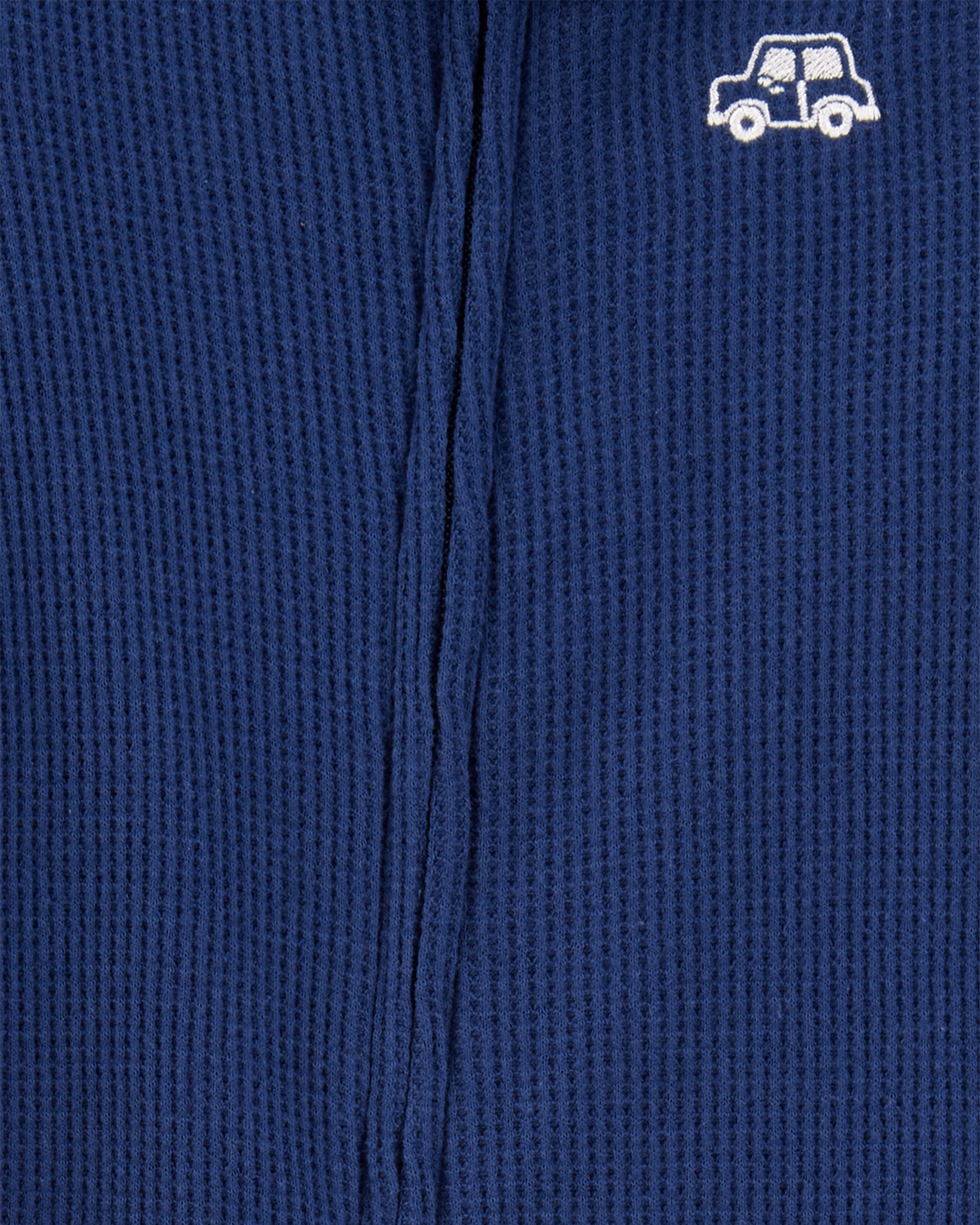 Baby Boy Car Waffle Knit Footie 1-Piece Pyjamas - Navy