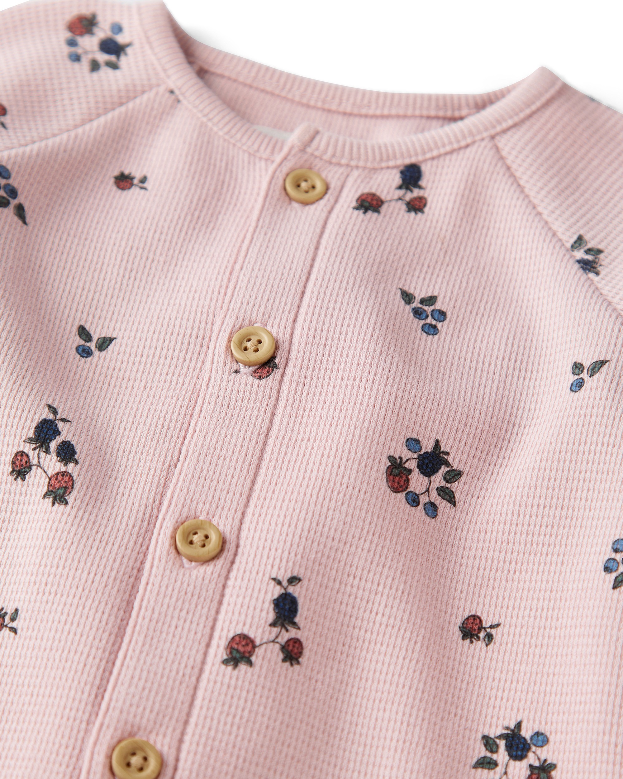 Baby Girl Organic Cotton Waffle Knit Jumpsuit Berry Blossom Print