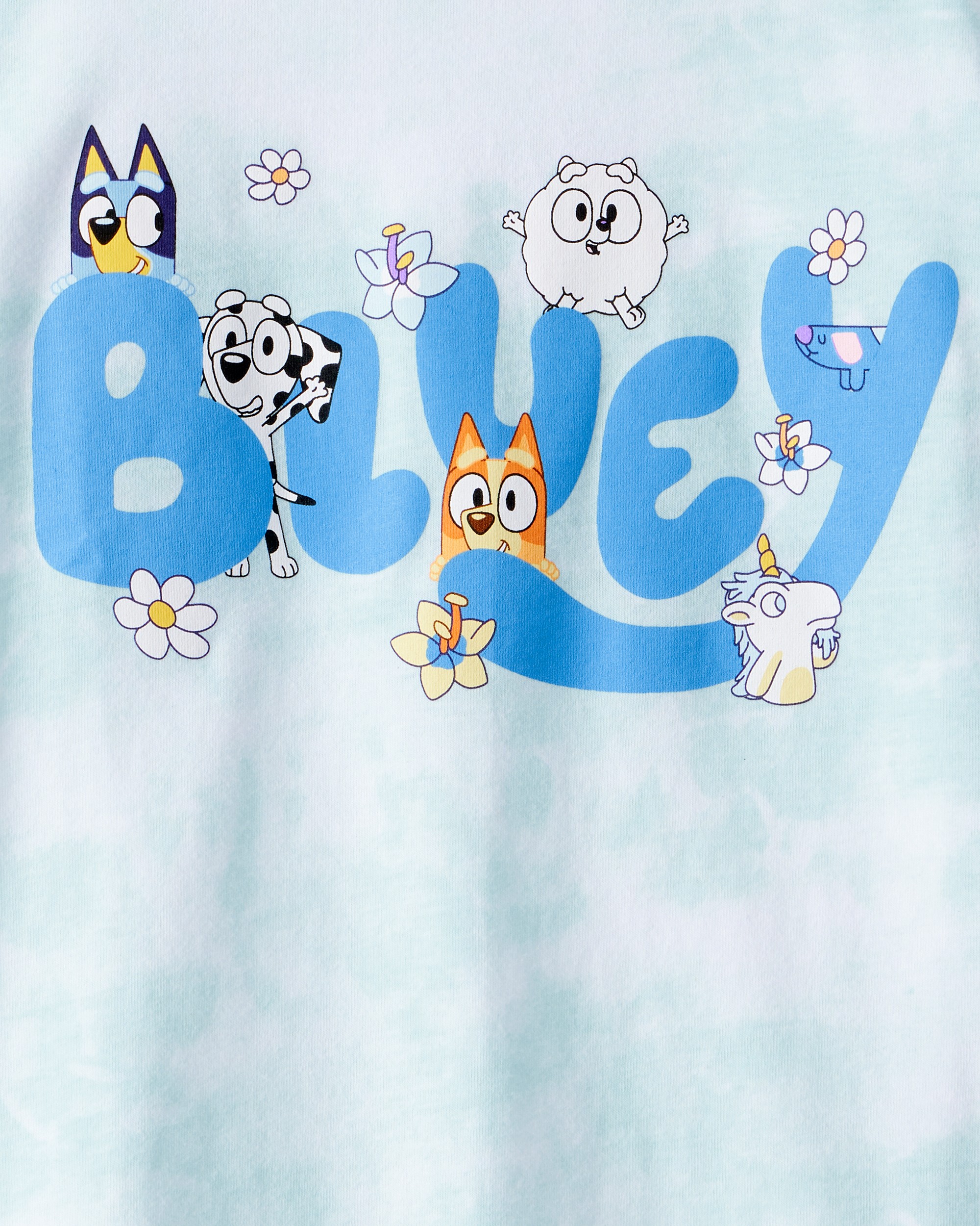 Girls Bluey Tie-Dye Short-Sleeve Graphic Tee - Blue/White