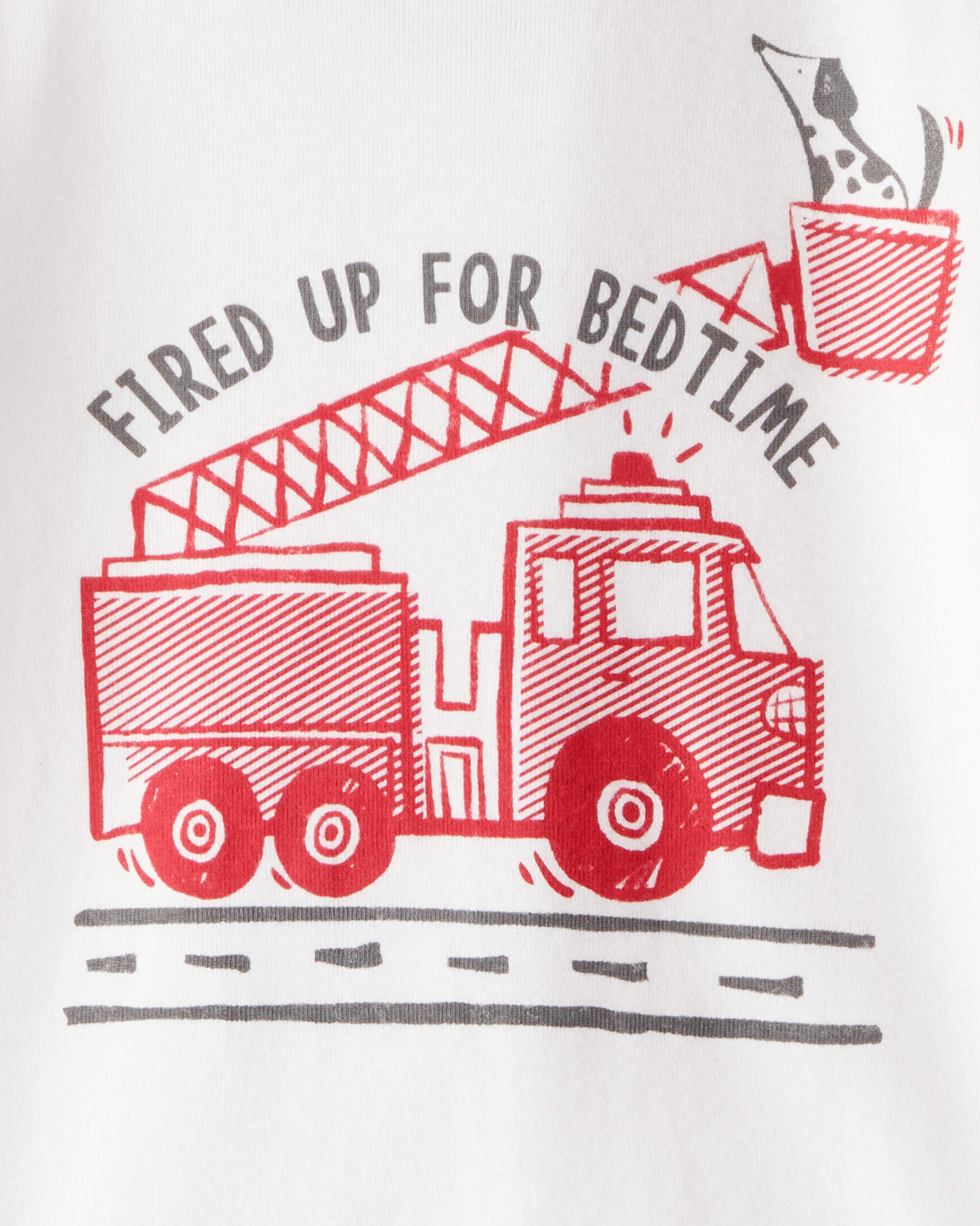 Baby Boy Firetruck Print 100% Cotton Long-Sleeve 4-Piece Pyjamas - Red/White