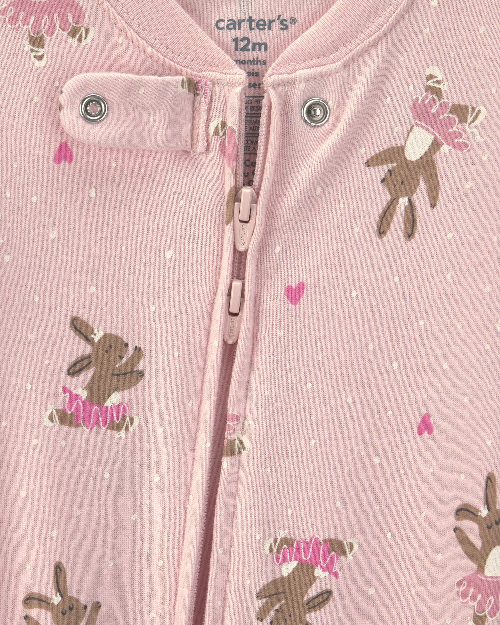 Baby Girl Ballerina Bunny Cotton Snug Fit 1-Piece Pyjama - Pink