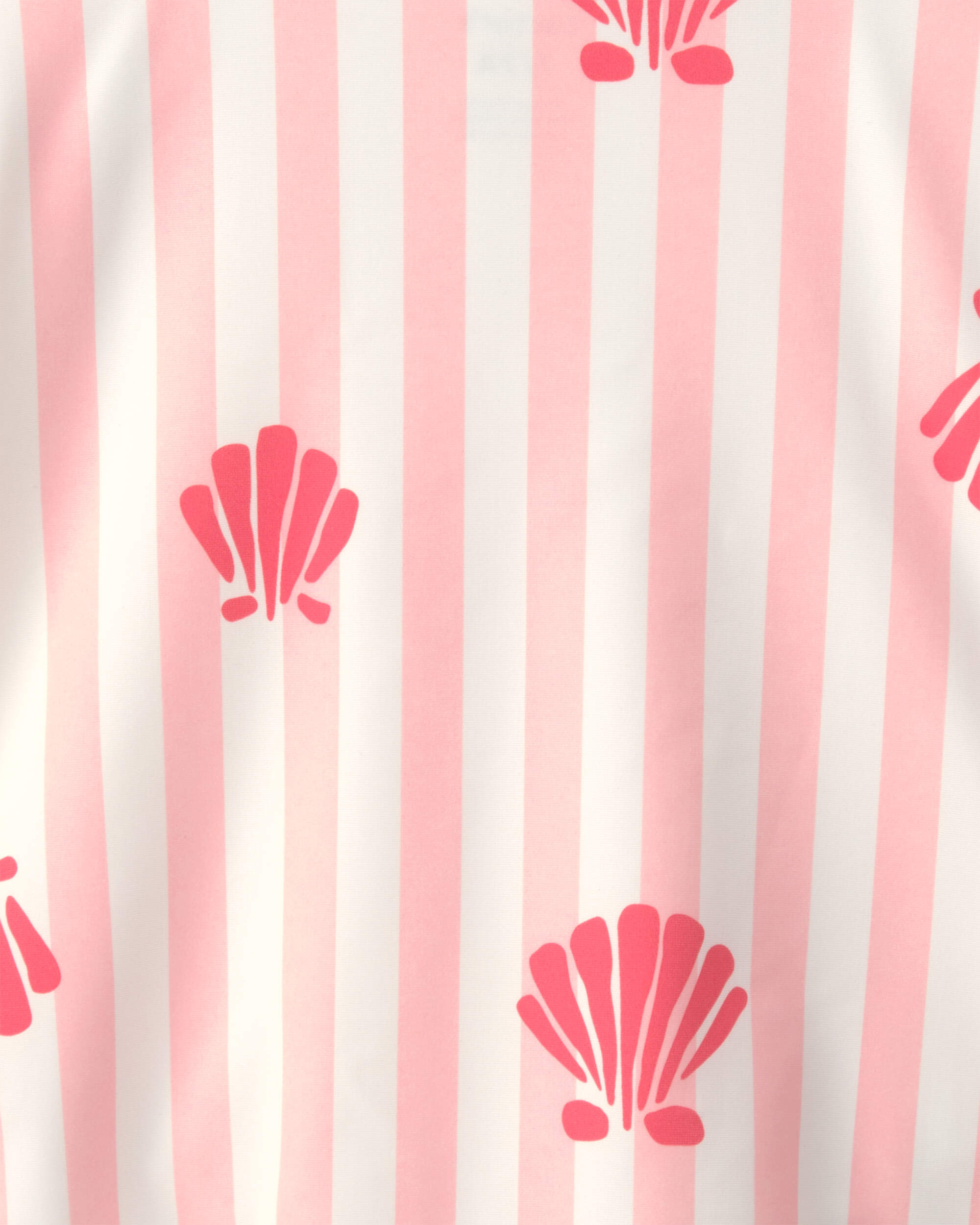 Girls 1-Piece Shell Striped Swimsuit - Pink